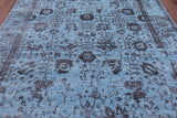 Blue Persian Handmade Wool & Silk Rug - 8' 0" X 10' 2" - Golden Nile