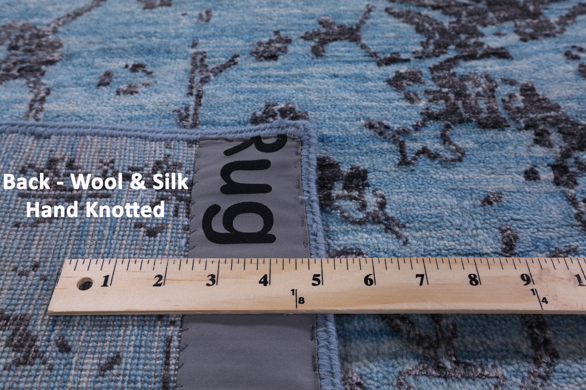 Blue Persian Handmade Wool & Silk Rug - 8' 0" X 10' 2" - Golden Nile