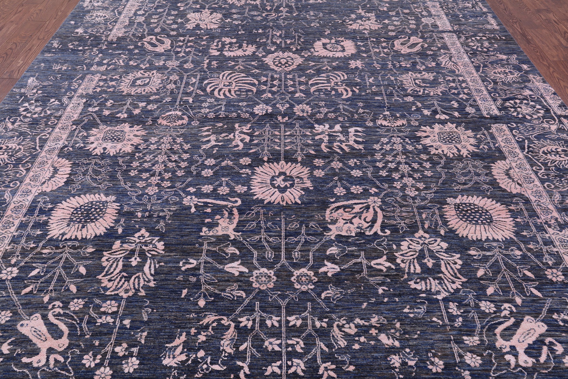 Grey Persian Hand Knotted Wool & Silk Rug - 8' 11" X 12' 0" - Golden Nile