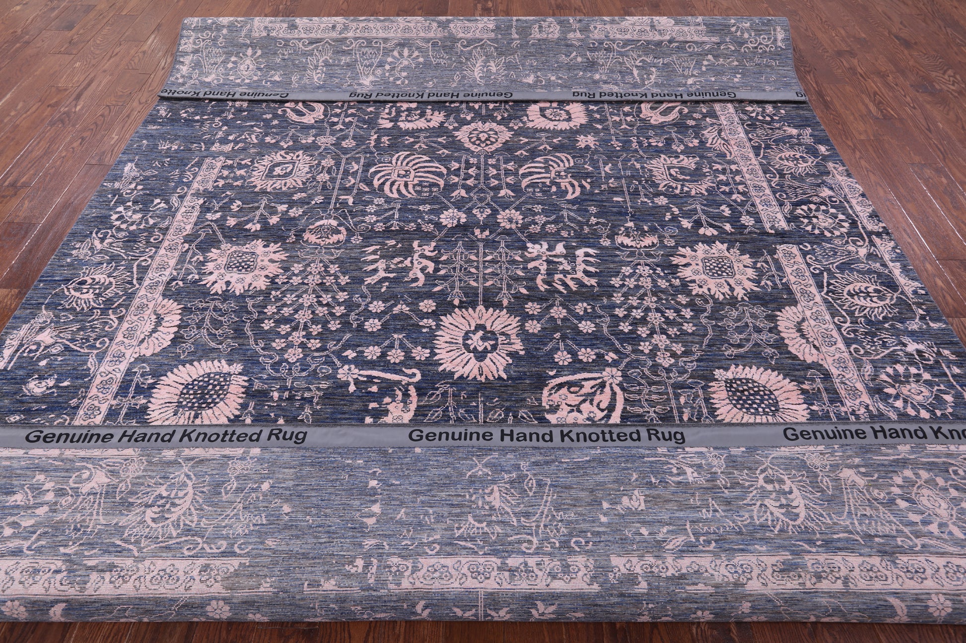 Grey Persian Hand Knotted Wool & Silk Rug - 8' 11" X 12' 0" - Golden Nile
