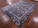 Grey Persian Hand Knotted Wool & Silk Rug - 8' 11" X 12' 0" - Golden Nile