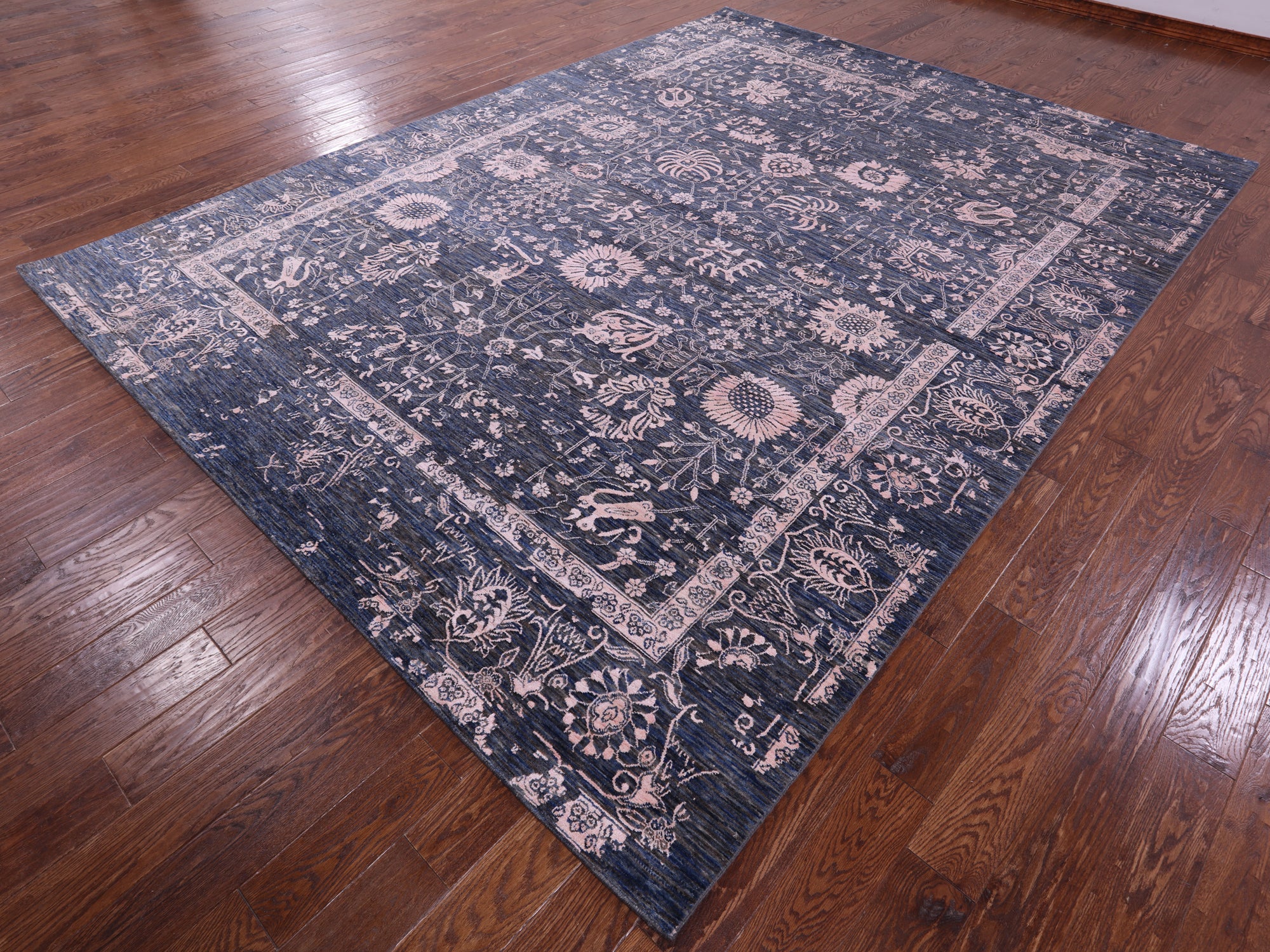Grey Persian Hand Knotted Wool & Silk Rug - 8' 11" X 12' 0" - Golden Nile