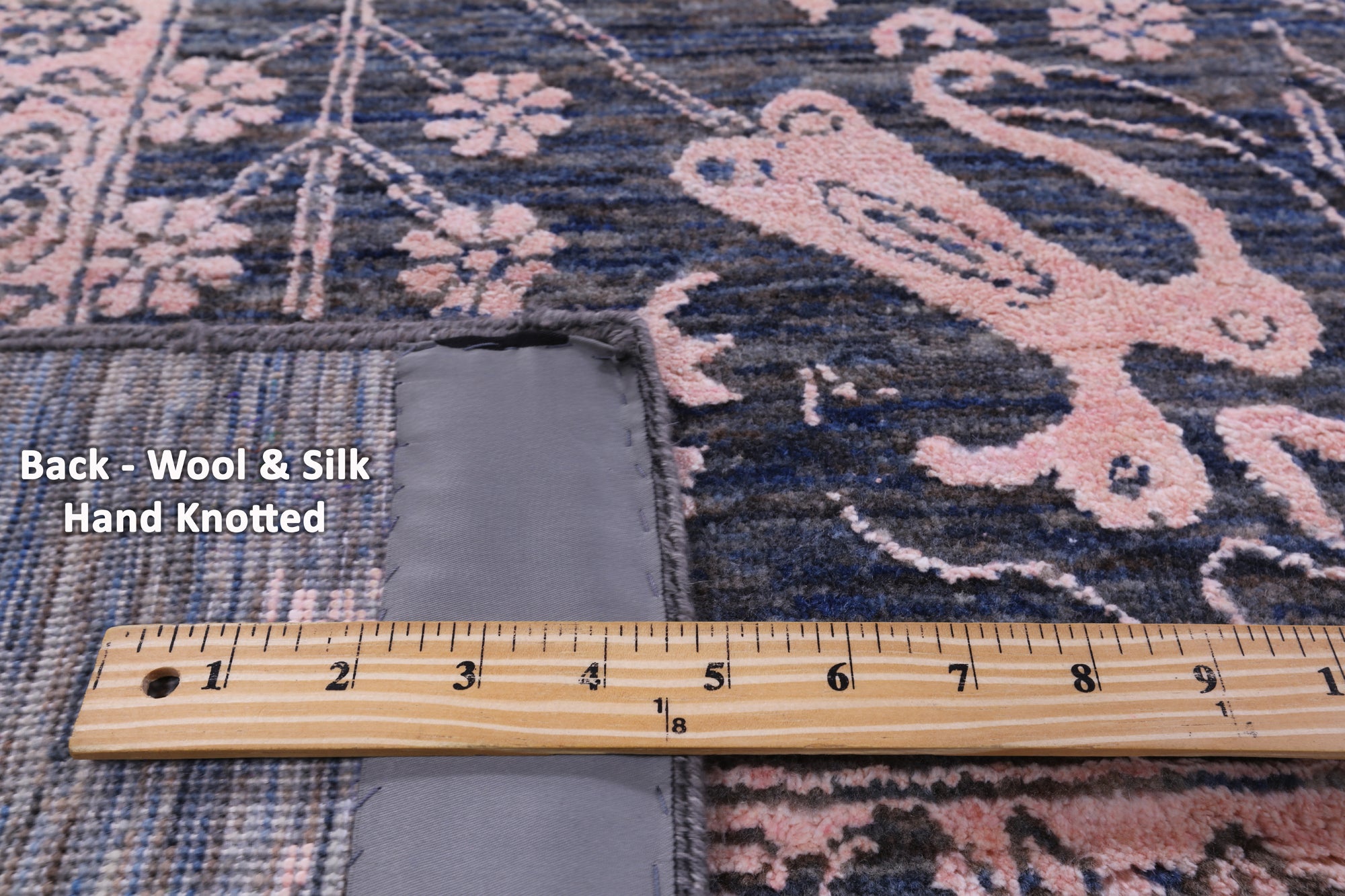 Grey Persian Hand Knotted Wool & Silk Rug - 8' 11" X 12' 0" - Golden Nile