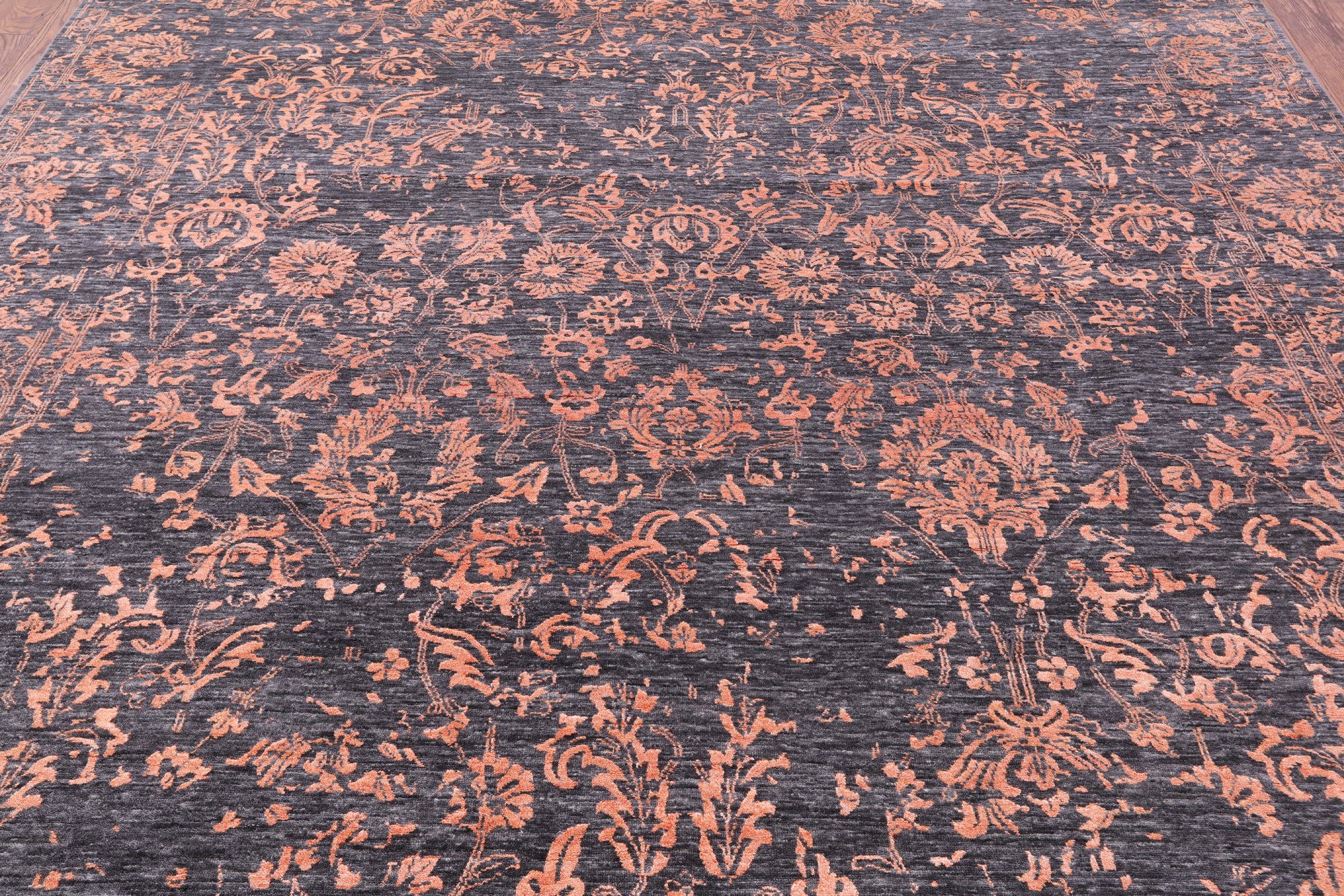 Grey Persian Hand Knotted Wool & Silk Rug - 9' 0" X 11' 11" - Golden Nile