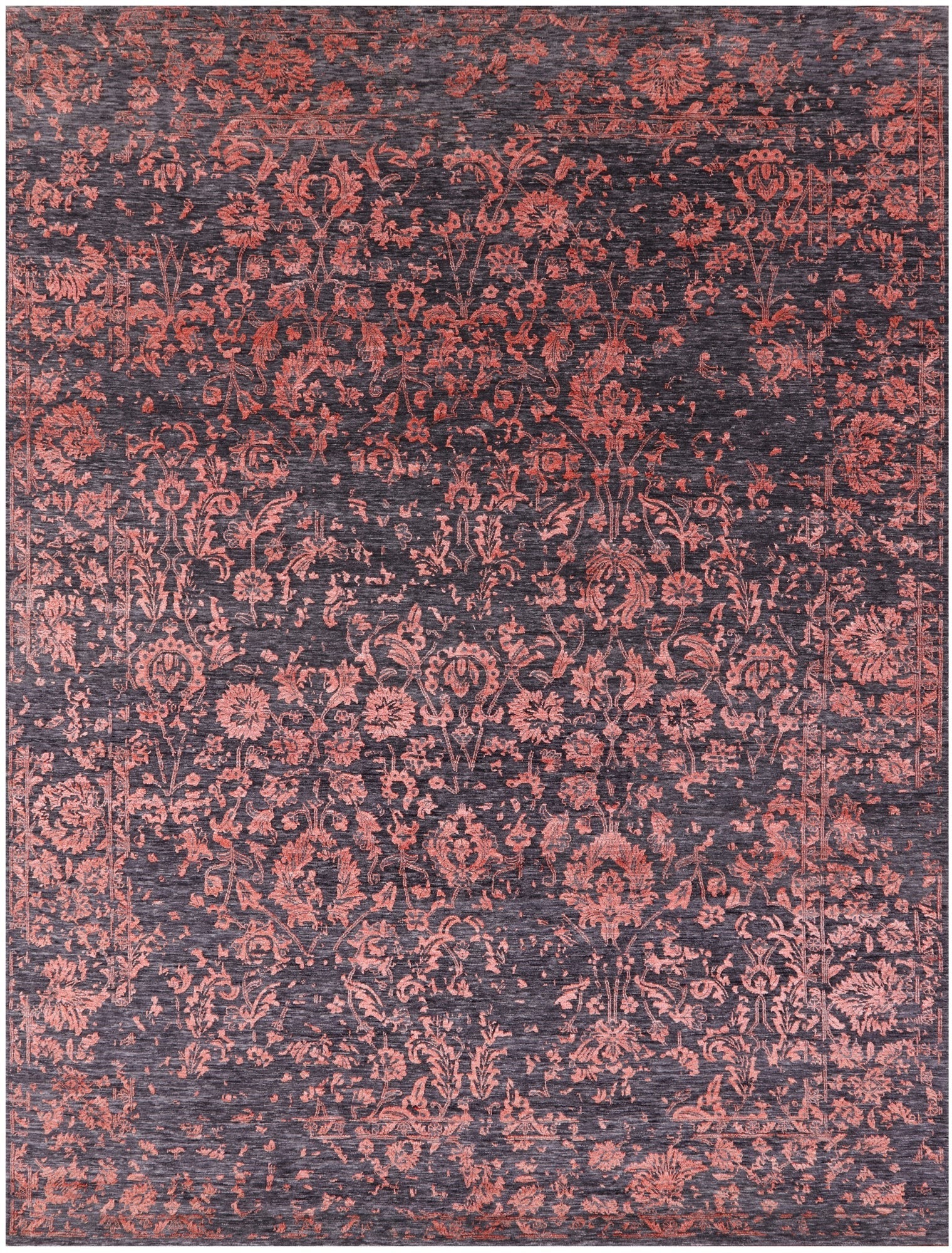 Grey Persian Hand Knotted Wool & Silk Rug - 8' 11" X 11' 11" - Golden Nile