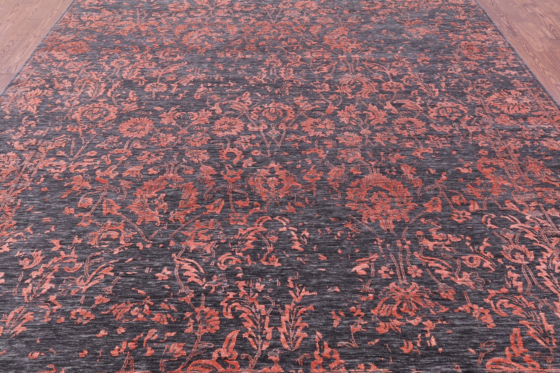 Grey Persian Hand Knotted Wool & Silk Rug - 8' 11" X 11' 11" - Golden Nile
