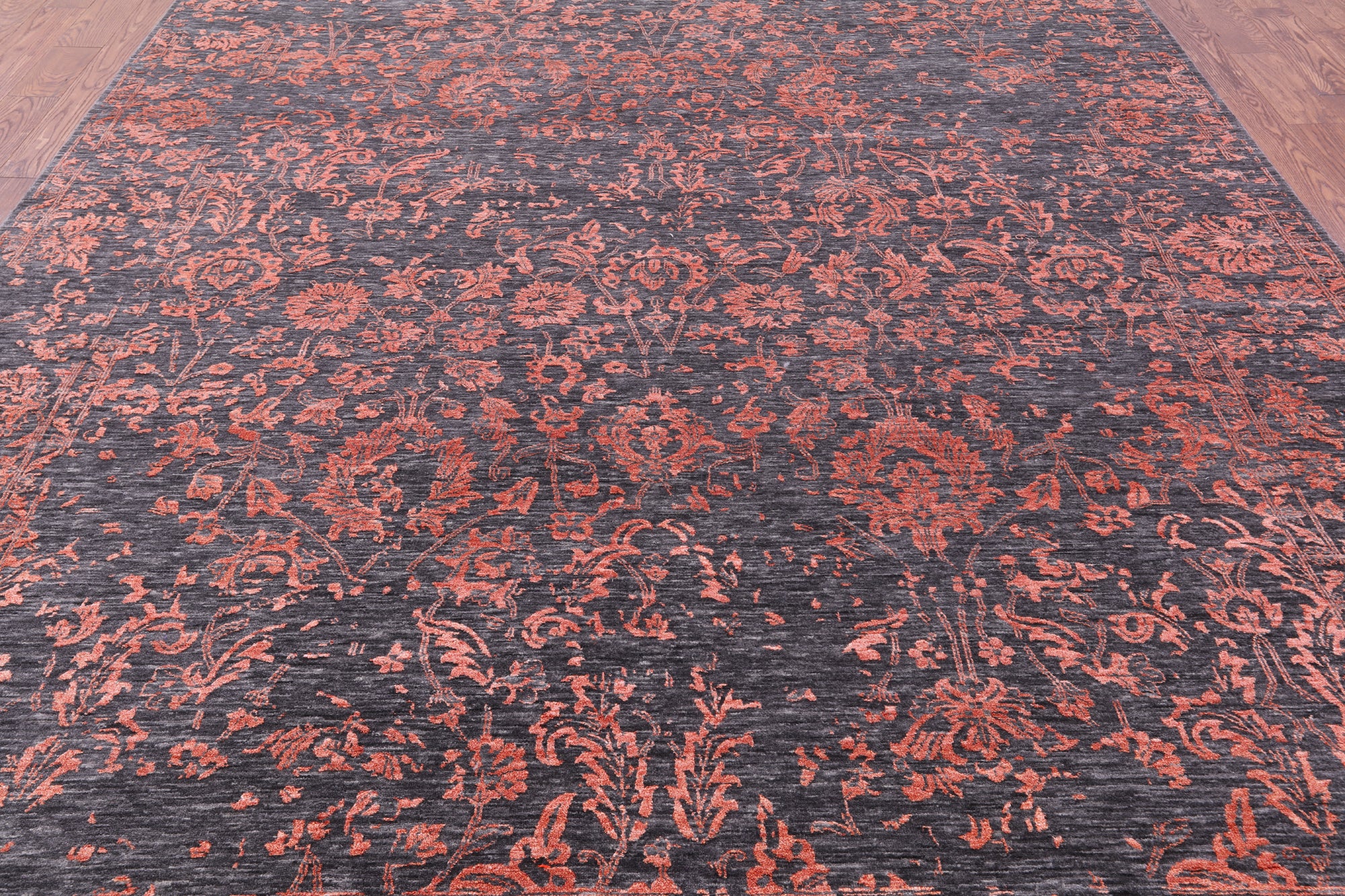 Grey Persian Hand Knotted Wool & Silk Rug - 8' 11" X 11' 11" - Golden Nile
