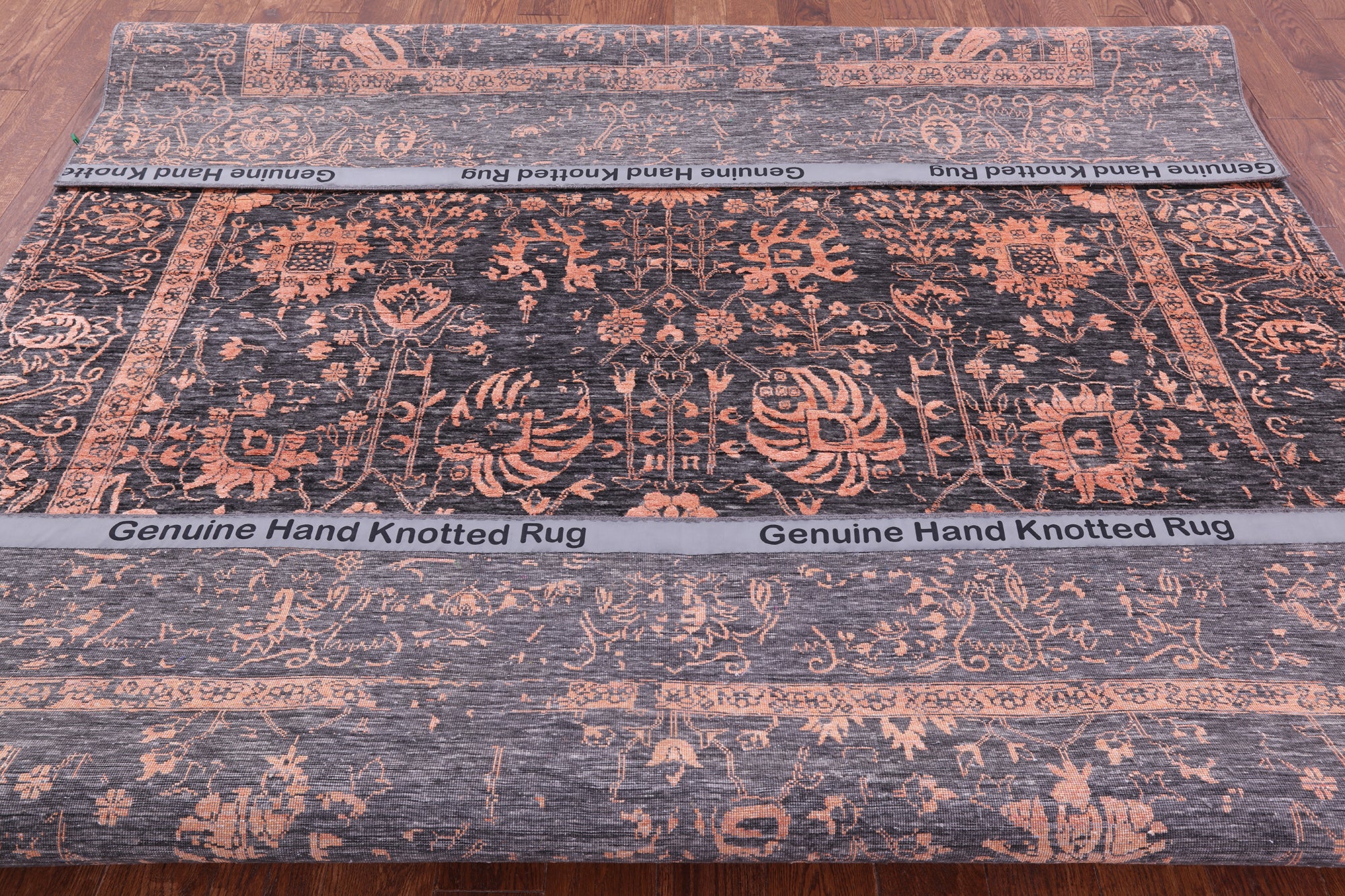 Grey Persian Hand Knotted Wool & Silk Rug - 8' 0" X 10' 2" - Golden Nile