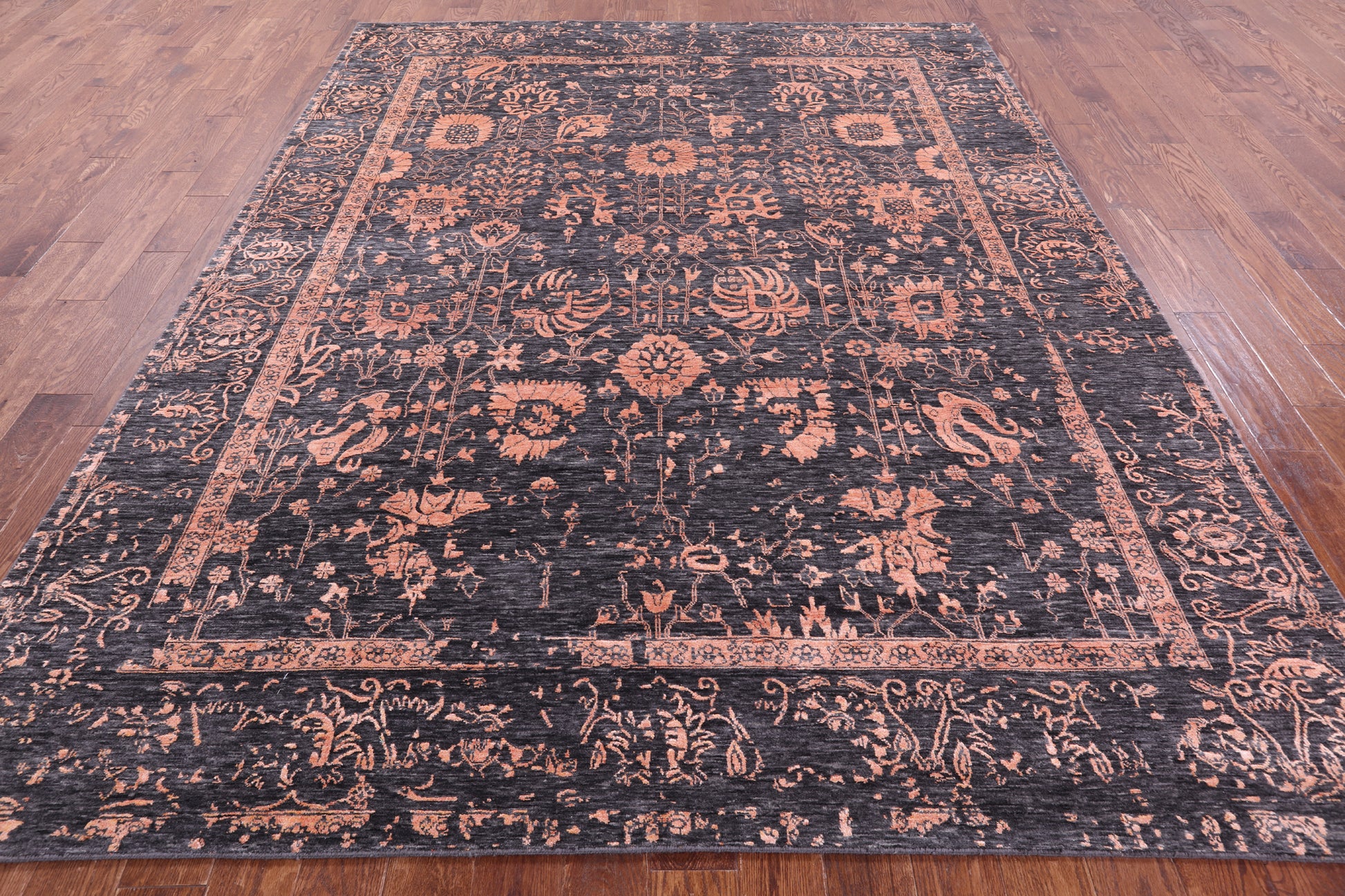 Grey Persian Hand Knotted Wool & Silk Rug - 8' 0" X 10' 2" - Golden Nile
