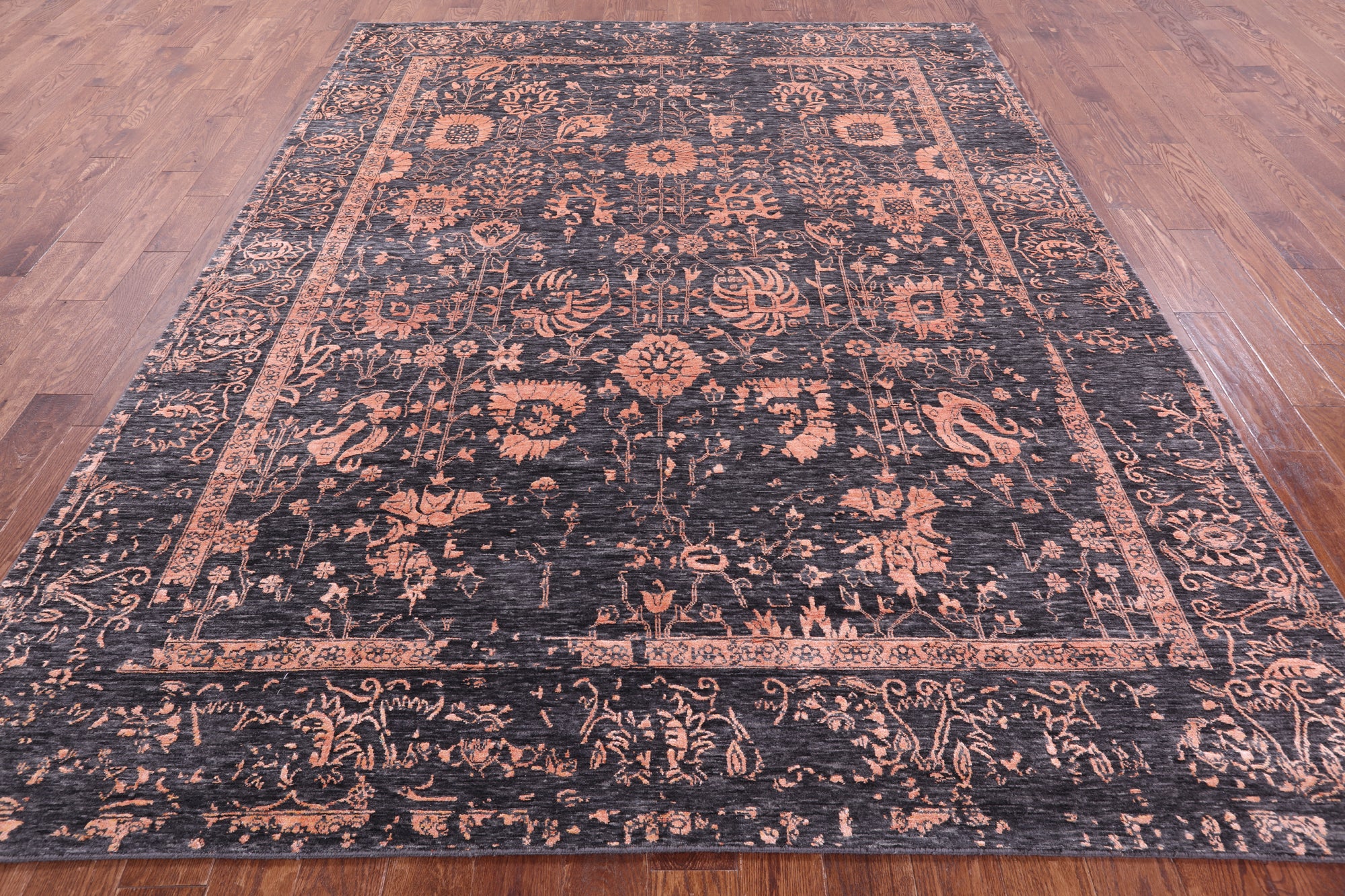 Grey Persian Hand Knotted Wool & Silk Rug - 8' 0" X 10' 2" - Golden Nile