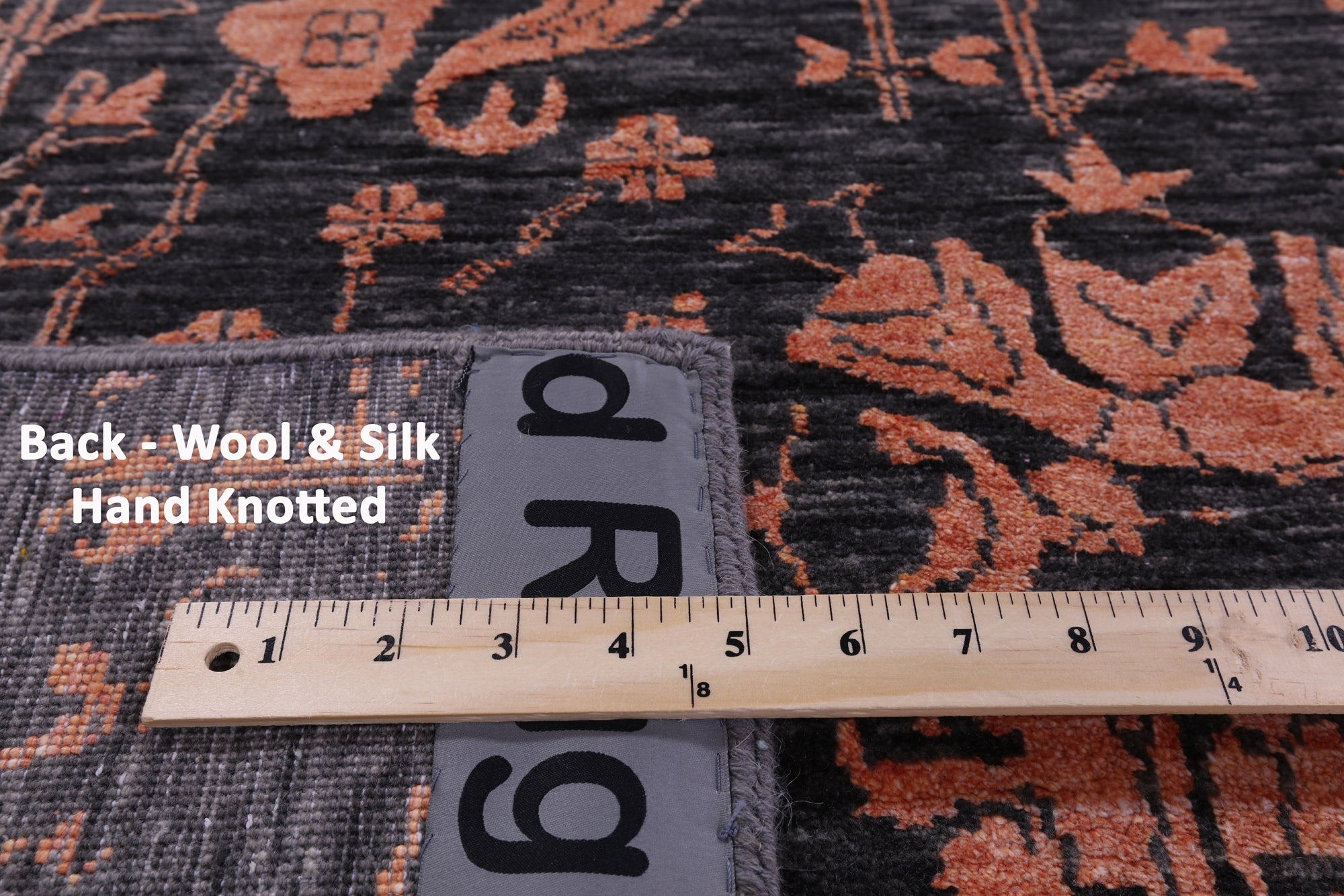 Grey Persian Hand Knotted Wool & Silk Rug - 8' 0" X 10' 2" - Golden Nile