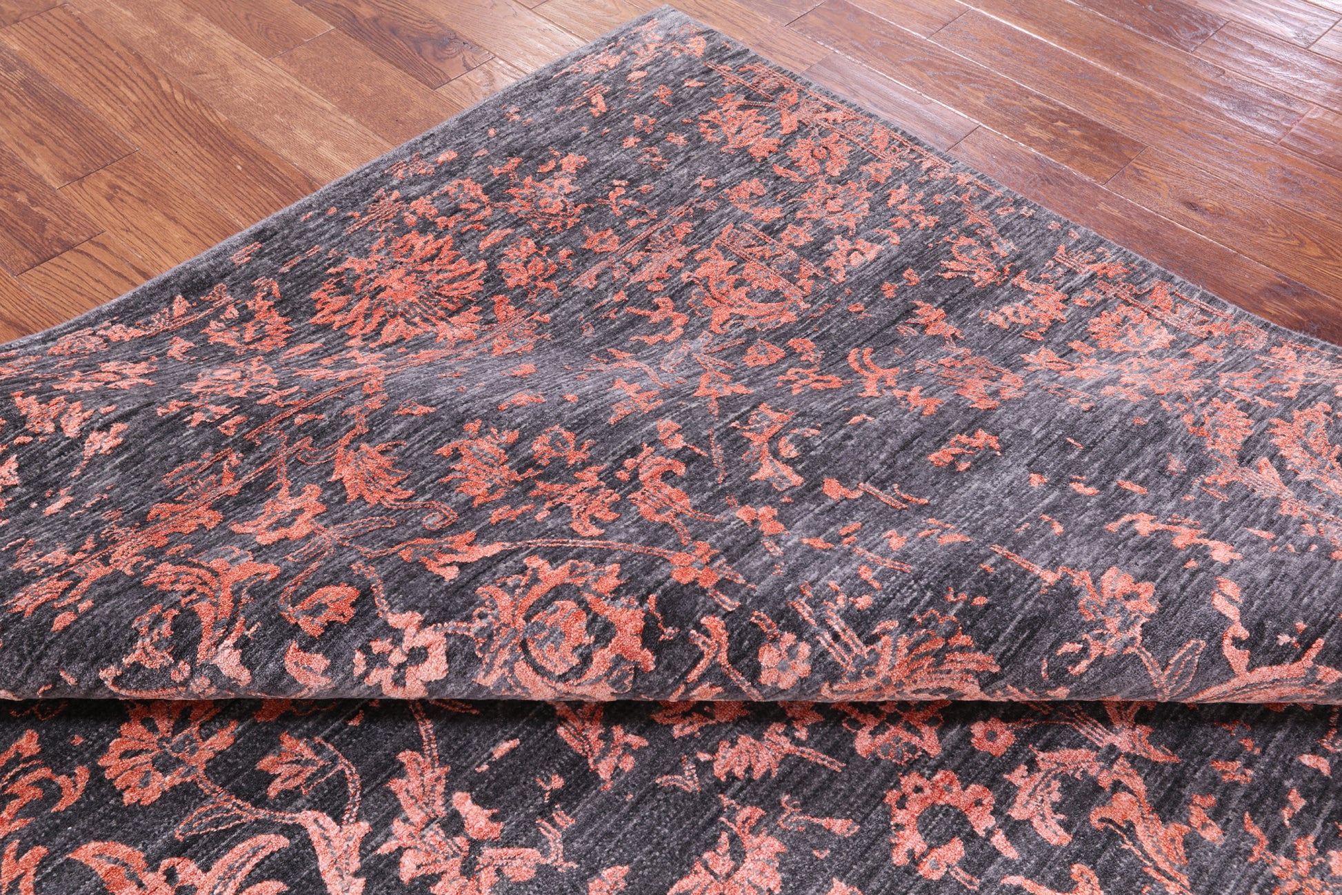 Grey Persian Hand Knotted Wool & Silk Rug - 8' 2" X 10' 2" - Golden Nile