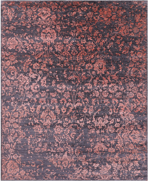 Grey Persian Hand Knotted Wool & Silk Rug - 8' 2" X 10' 2" - Golden Nile