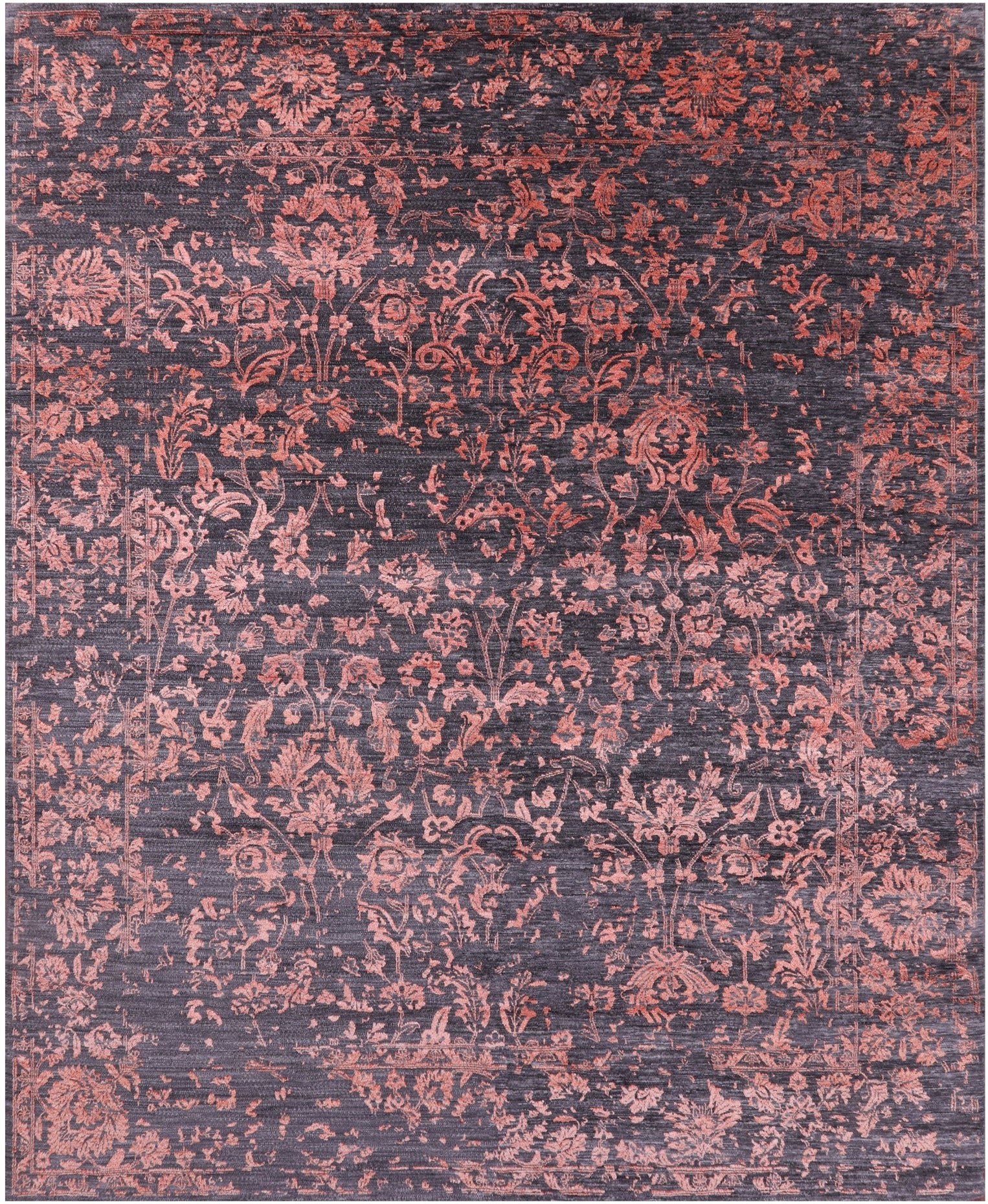 Grey Persian Hand Knotted Wool & Silk Rug - 8' 2" X 10' 2" - Golden Nile