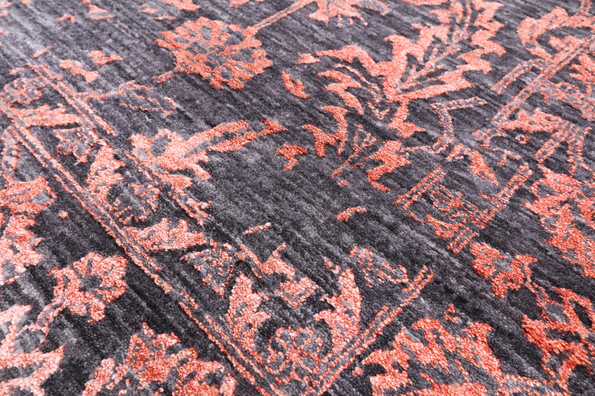 Grey Persian Hand Knotted Wool & Silk Rug - 8' 2" X 10' 2" - Golden Nile