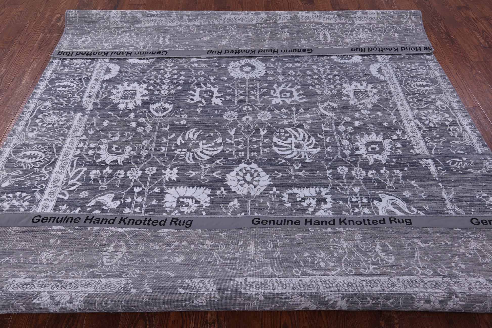 Grey Persian Handmade Wool & Silk Rug - 8' 0" X 10' 0" - Golden Nile