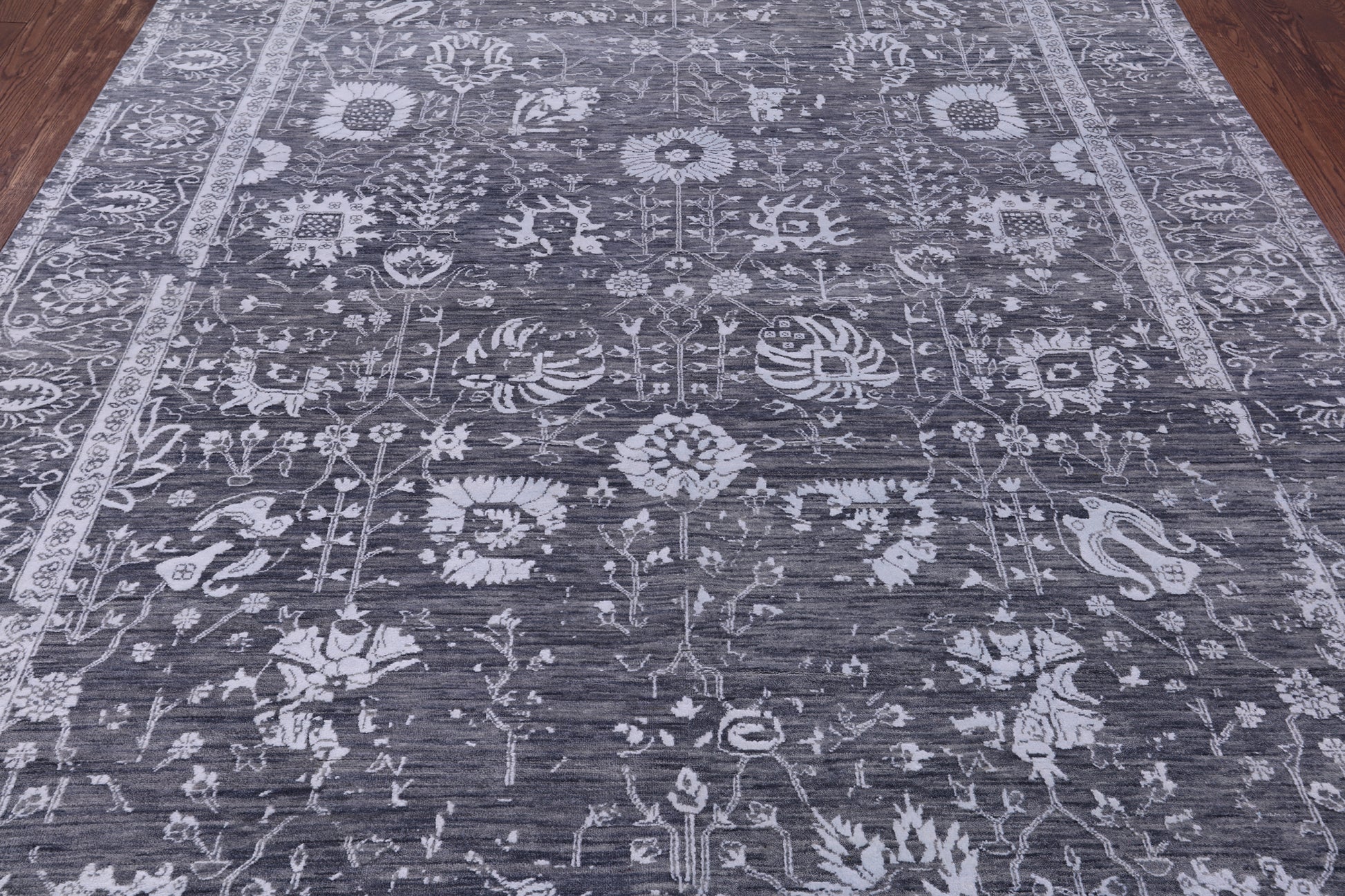 Grey Persian Handmade Wool & Silk Rug - 8' 0" X 10' 0" - Golden Nile