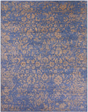 Blue Persian Hand Knotted Wool & Silk Rug - 9' 0" X 11' 8" - Golden Nile