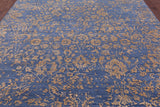 Blue Persian Hand Knotted Wool & Silk Rug - 9' 0" X 11' 8" - Golden Nile