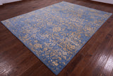 Blue Persian Hand Knotted Wool & Silk Rug - 9' 0" X 11' 8" - Golden Nile