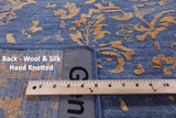 Blue Persian Hand Knotted Wool & Silk Rug - 9' 0" X 11' 8" - Golden Nile