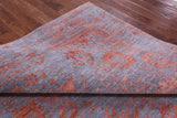 Grey Contemporary Hand Knotted Wool & Silk Rug - 8' 0" X 10' 1" - Golden Nile