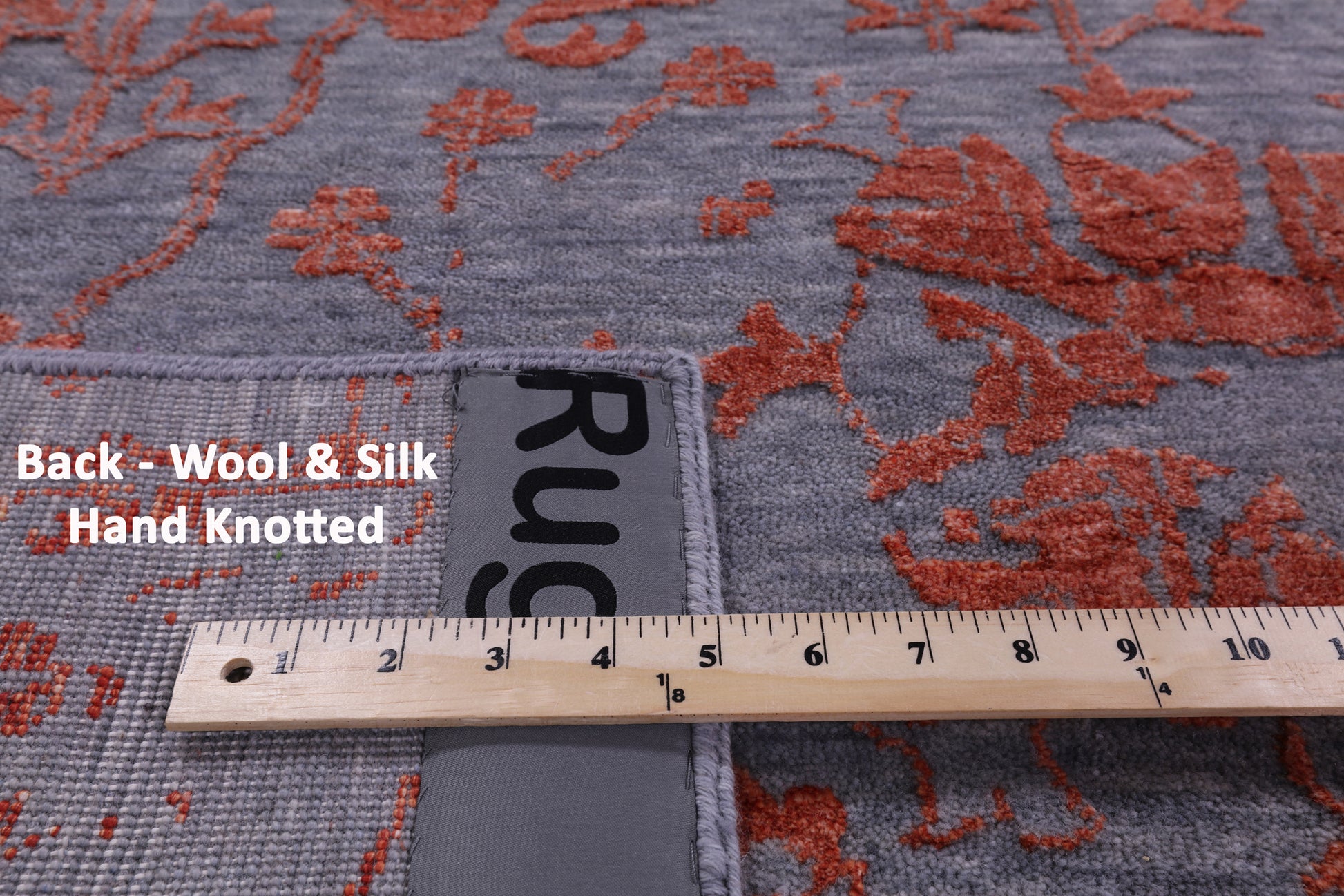 Grey Contemporary Hand Knotted Wool & Silk Rug - 8' 0" X 10' 1" - Golden Nile