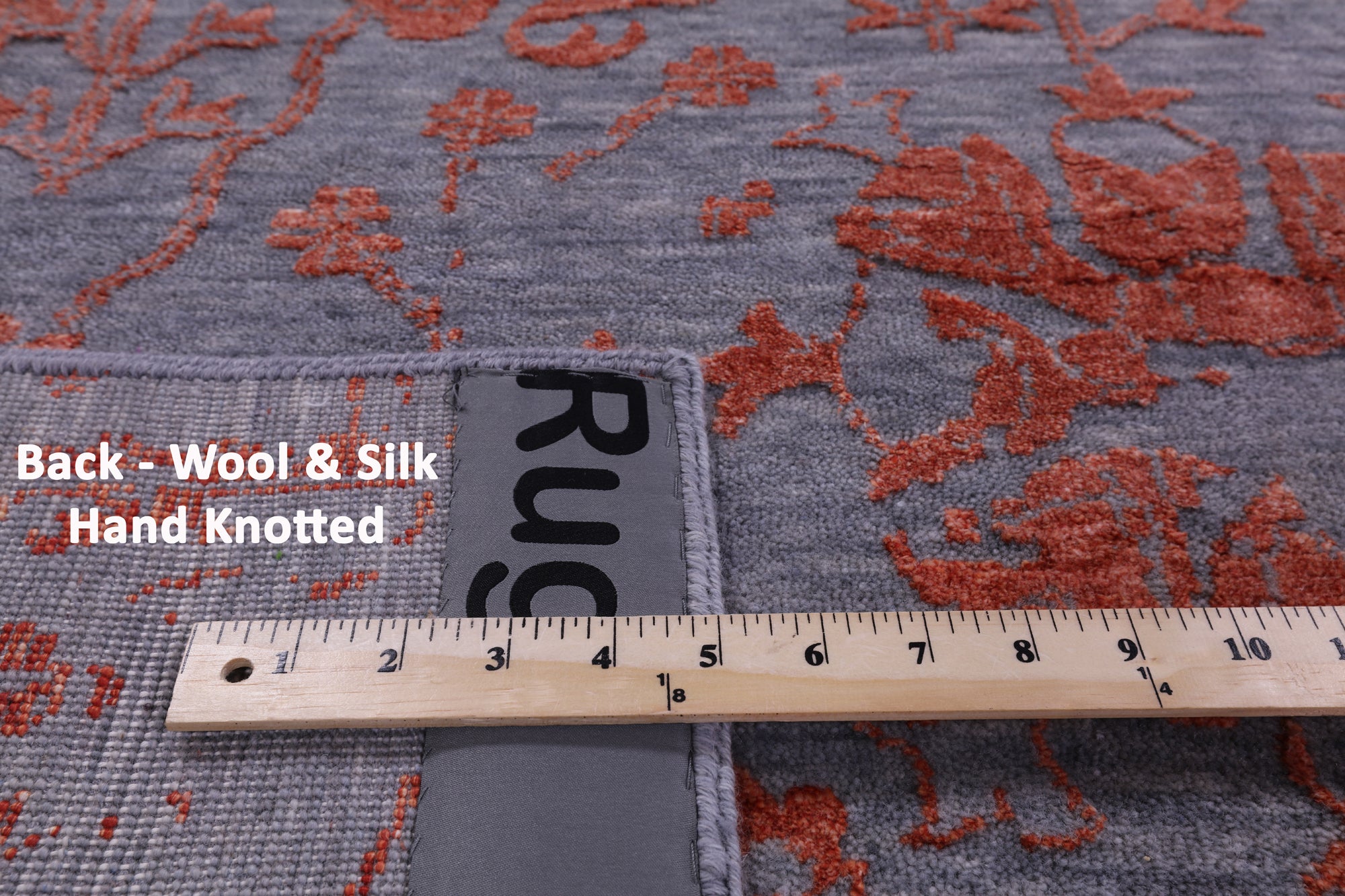 Grey Contemporary Hand Knotted Wool & Silk Rug - 8' 0" X 10' 1" - Golden Nile