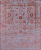 Grey Persian Hand Knotted Wool & Silk Rug - 8' 0" X 9' 11" - Golden Nile