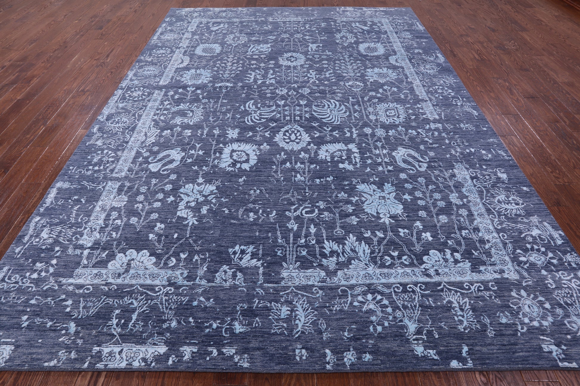 Grey Persian Hand Knotted Wool & Silk Rug - 8' 11" X 12' 3" - Golden Nile