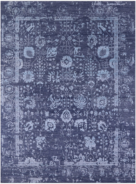 Grey Persian Hand Knotted Wool & Silk Rug - 8' 11" X 12' 3" - Golden Nile