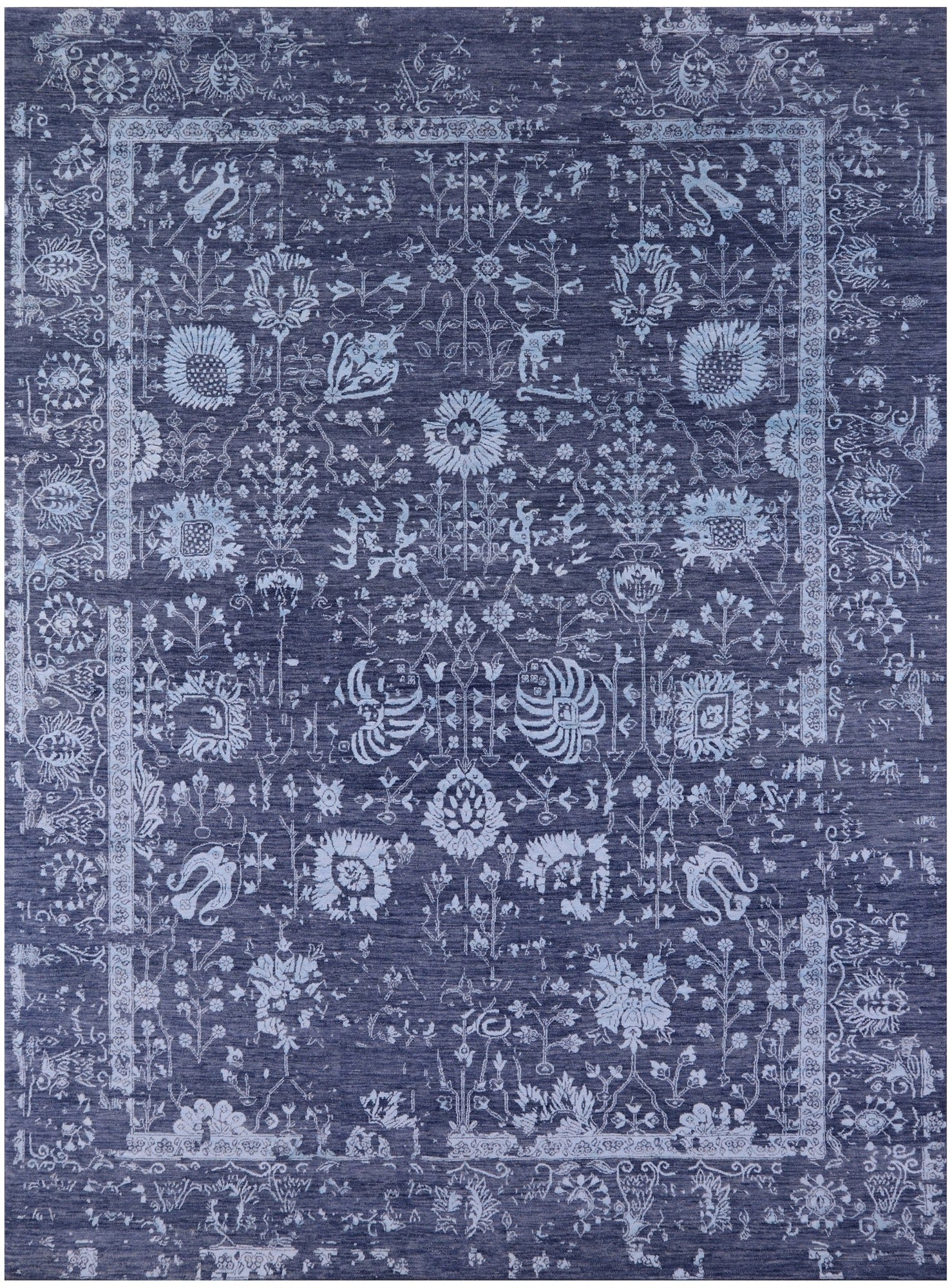 Grey Persian Hand Knotted Wool & Silk Rug - 8' 11" X 12' 3" - Golden Nile