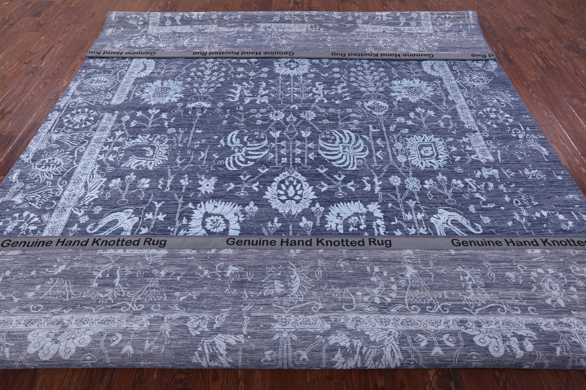 Grey Persian Hand Knotted Wool & Silk Rug - 8' 11" X 12' 3" - Golden Nile