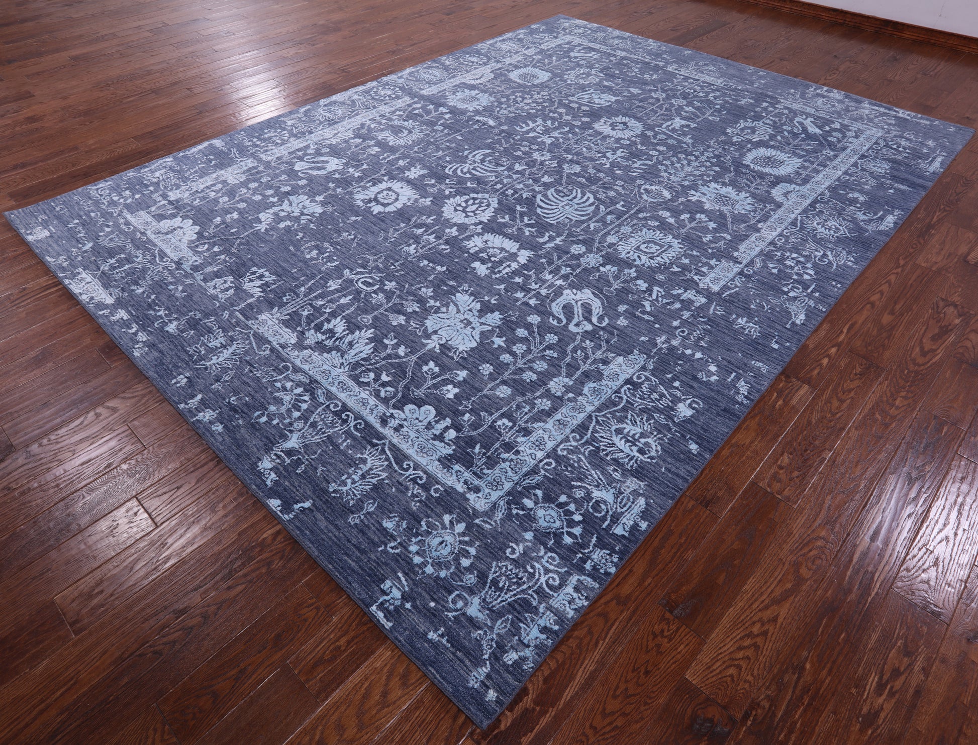 Grey Persian Hand Knotted Wool & Silk Rug - 8' 11" X 12' 3" - Golden Nile
