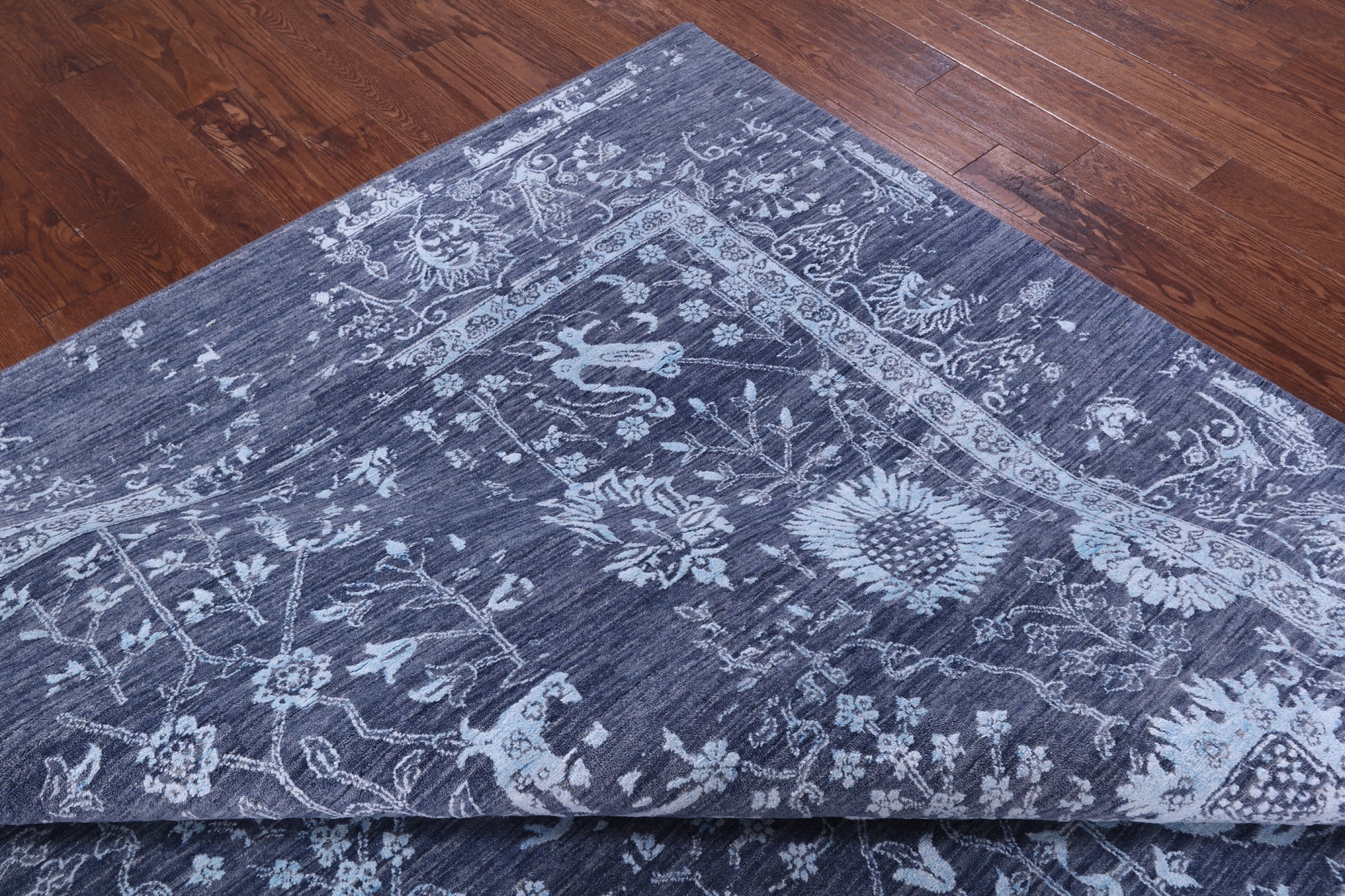 Grey Persian Hand Knotted Wool & Silk Rug - 8' 11" X 12' 3" - Golden Nile