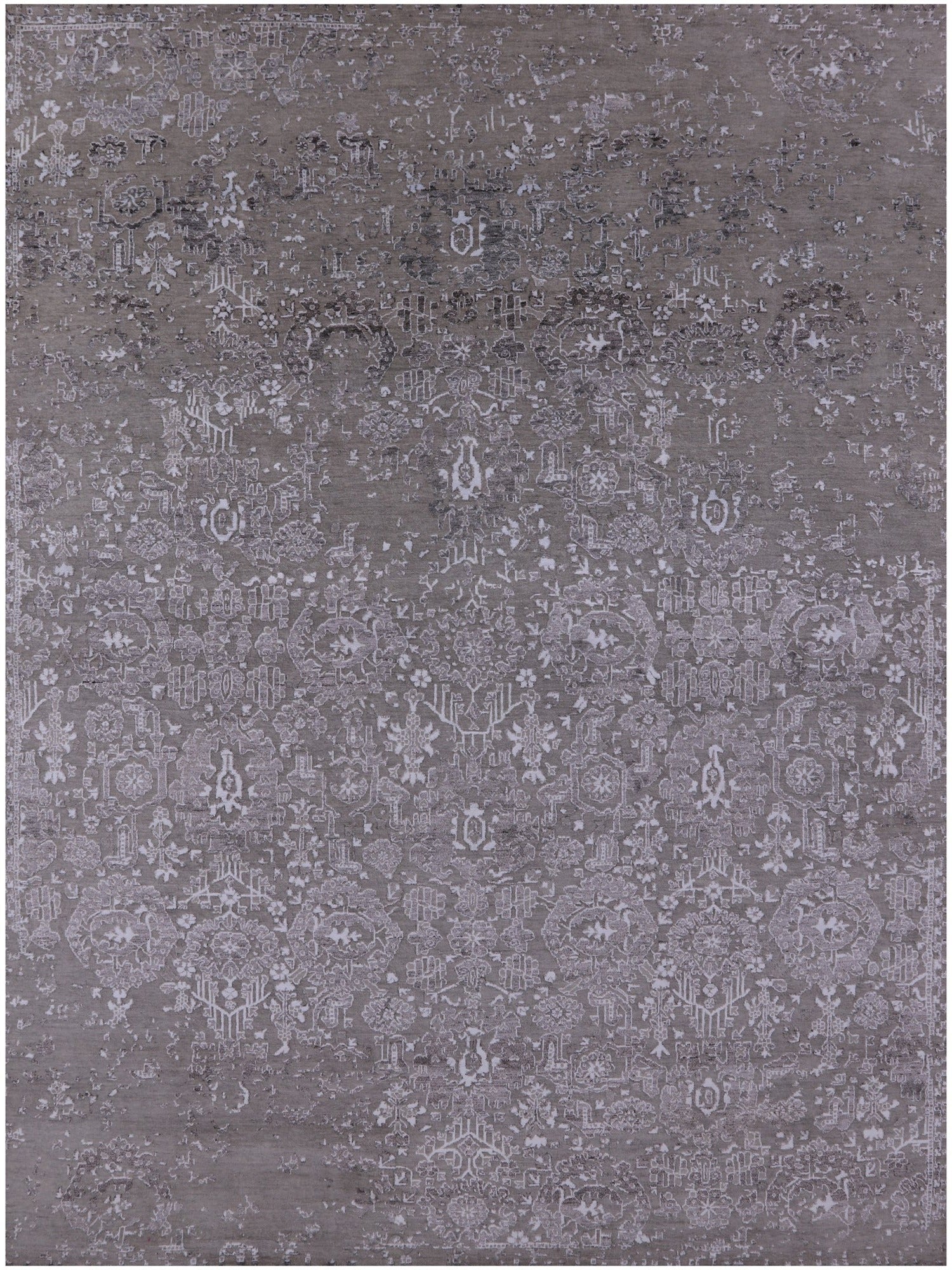 Grey Persian Hand Knotted Wool & Silk Rug - 8' 10" X 12' 0" - Golden Nile