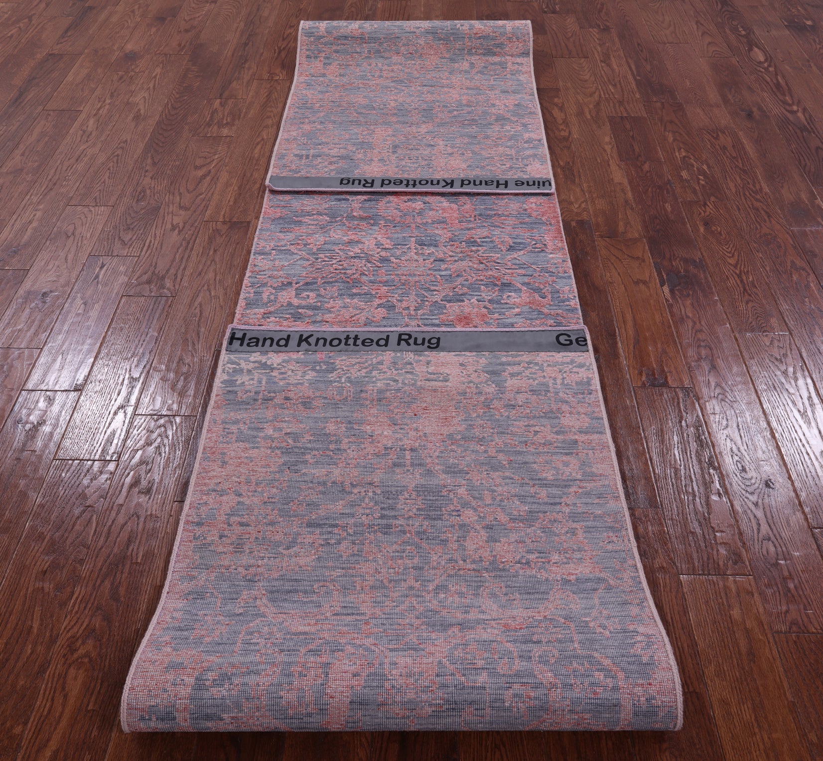 Grey Contemporary Hand Knotted Wool & Silk Runner Rug - 2' 7" X 14' 9" - Golden Nile