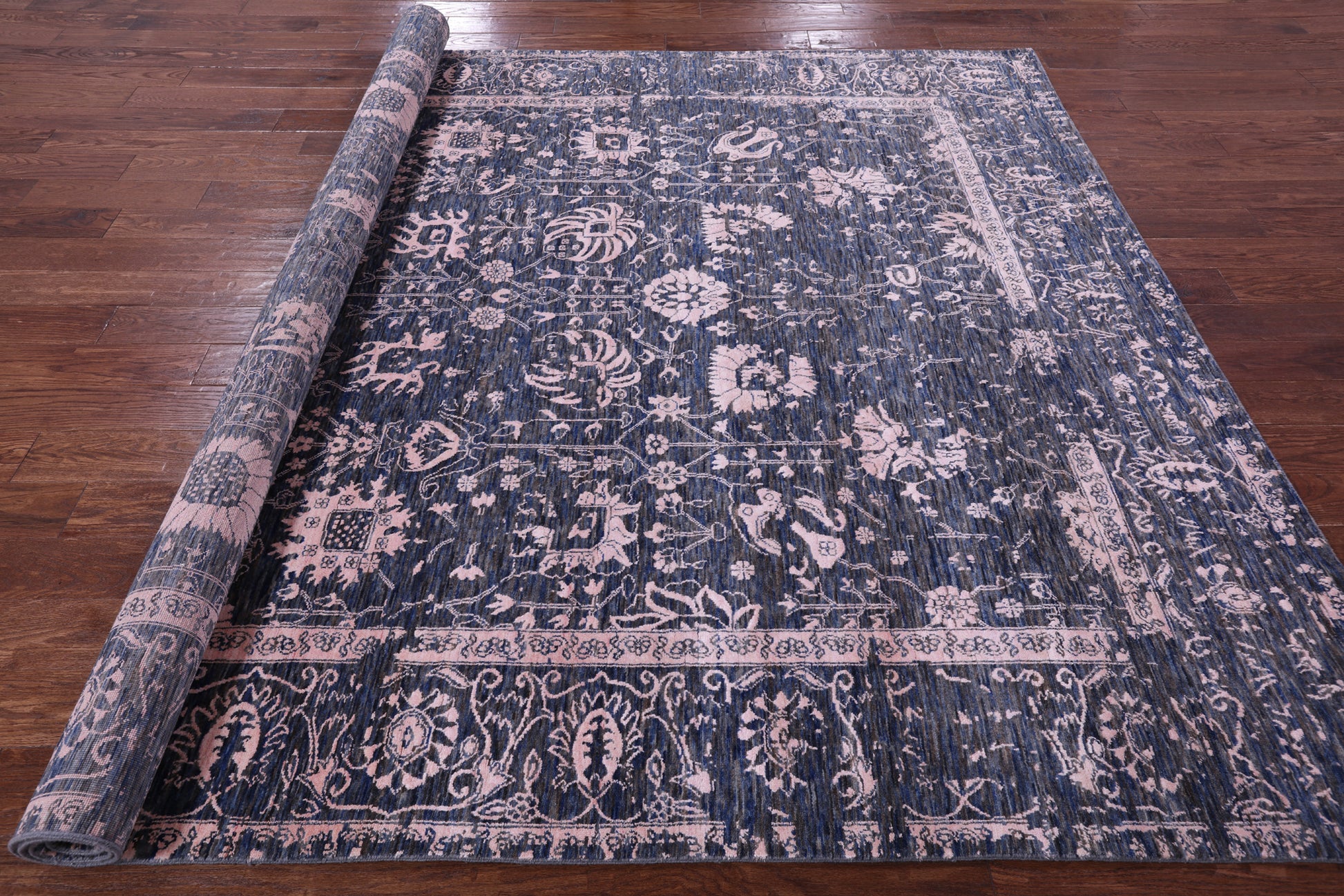 Grey Persian Hand Knotted Wool & Silk Rug - 8' 1" X 10' 2" - Golden Nile