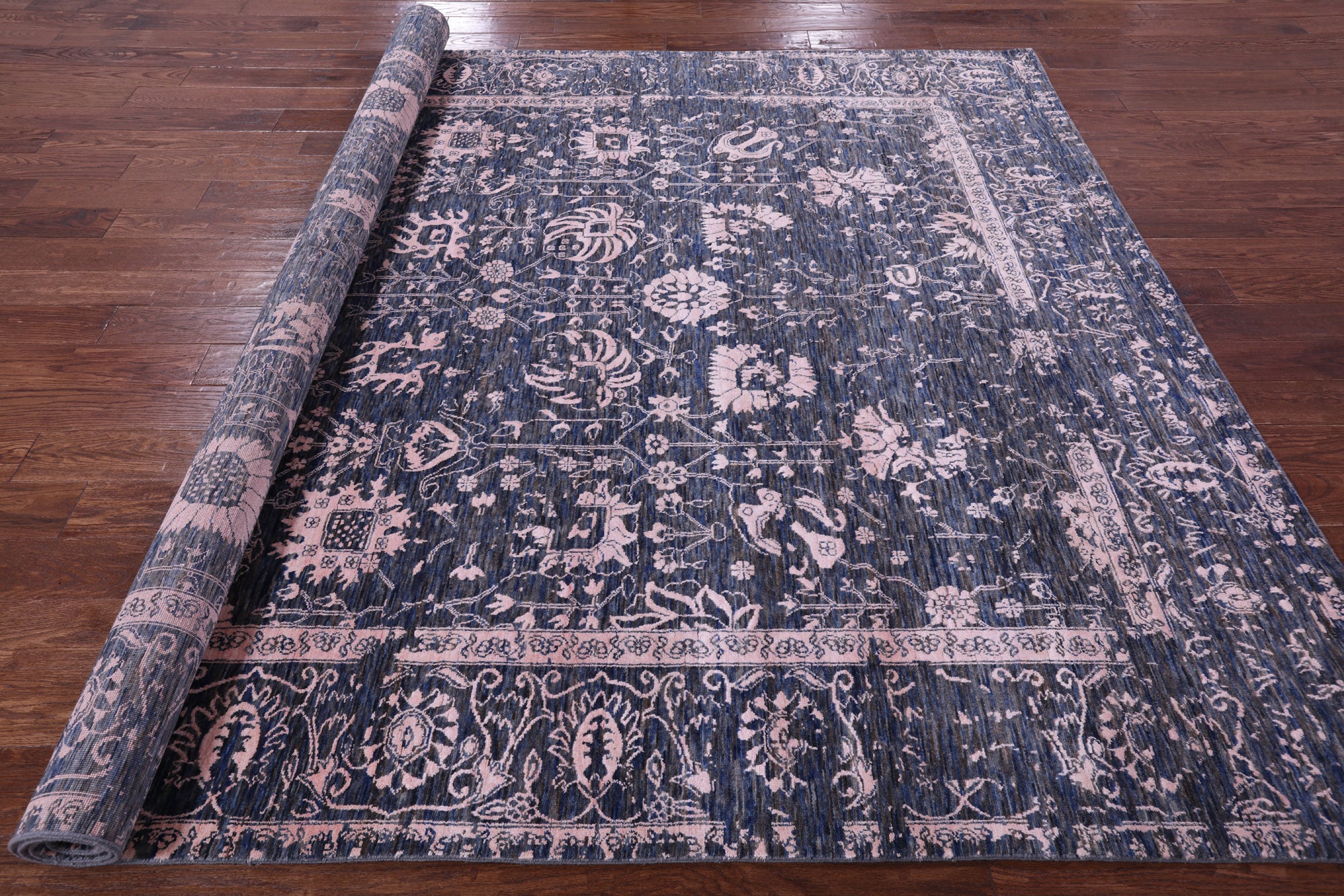 Grey Persian Hand Knotted Wool & Silk Rug - 8' 1" X 10' 2" - Golden Nile