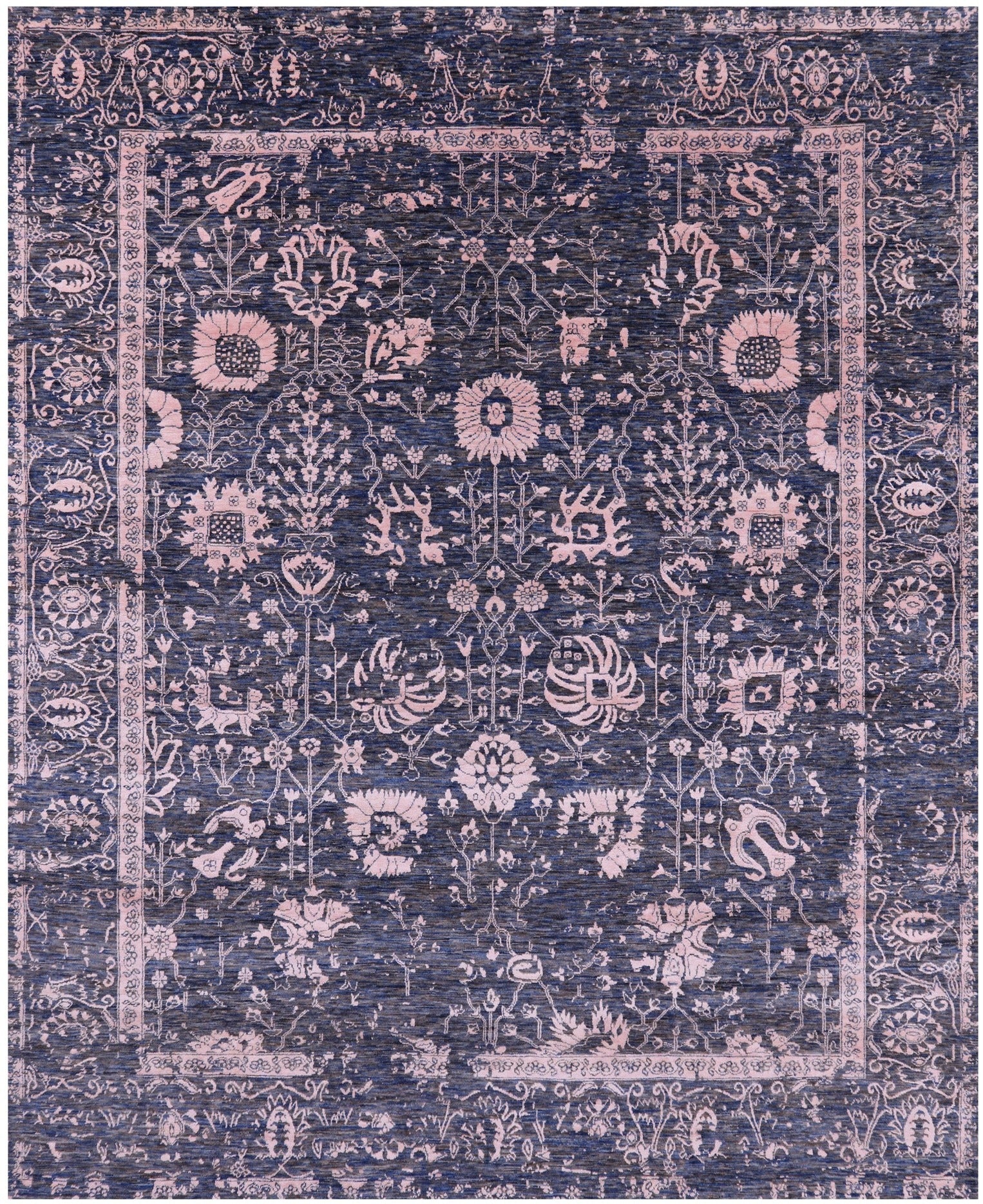 Grey Persian Hand Knotted Wool & Silk Rug - 8' 1" X 10' 2" - Golden Nile