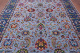 Grey Persian Hand Knotted Wool & Silk Rug - 8' 2" X 10' 2" - Golden Nile