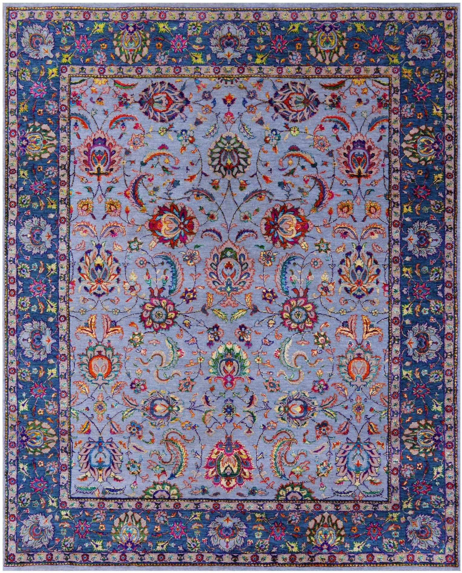 Grey Persian Hand Knotted Wool & Silk Rug - 8' 2" X 10' 2" - Golden Nile