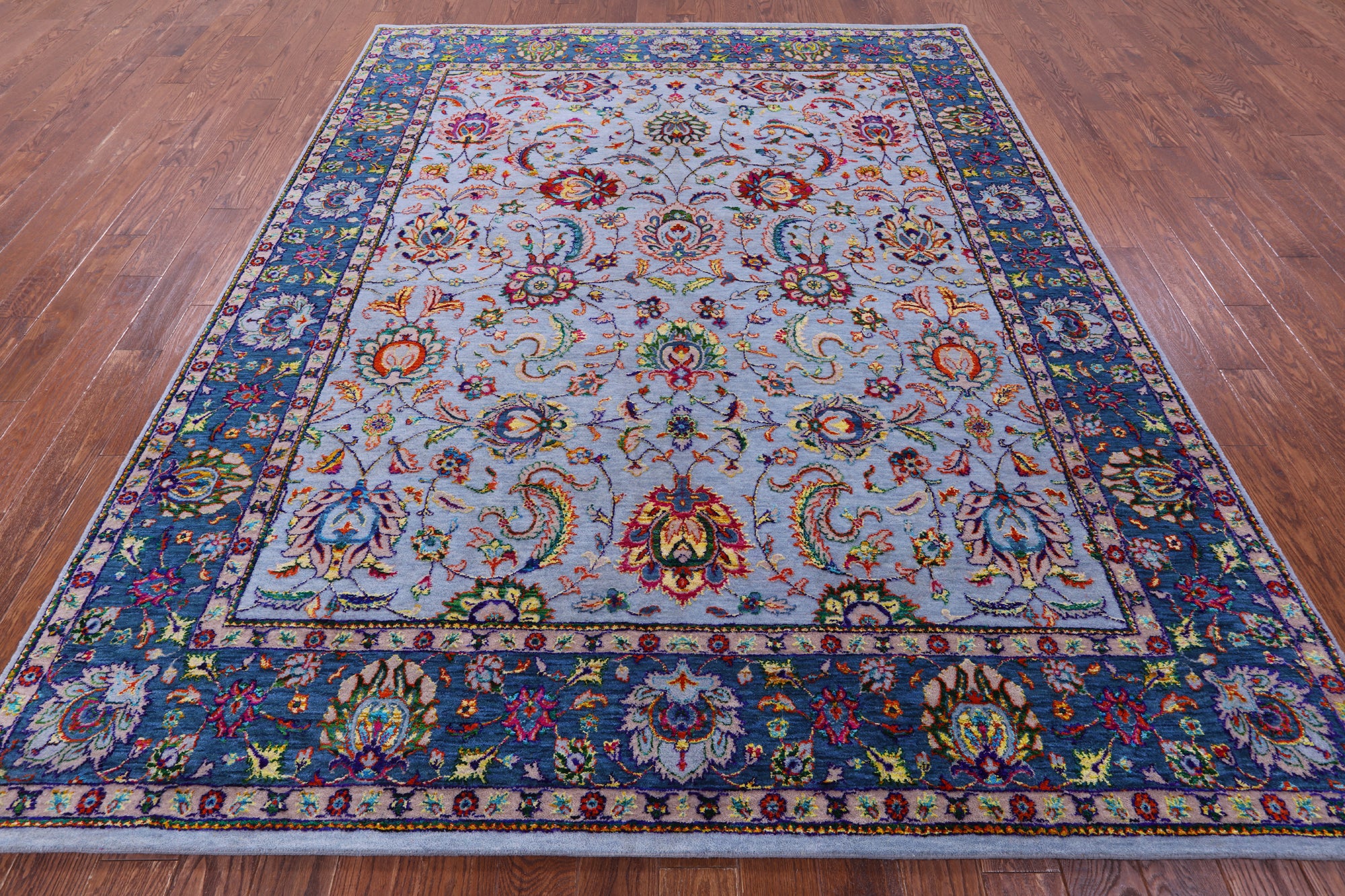 Grey Persian Hand Knotted Wool & Silk Rug - 8' 2" X 10' 2" - Golden Nile