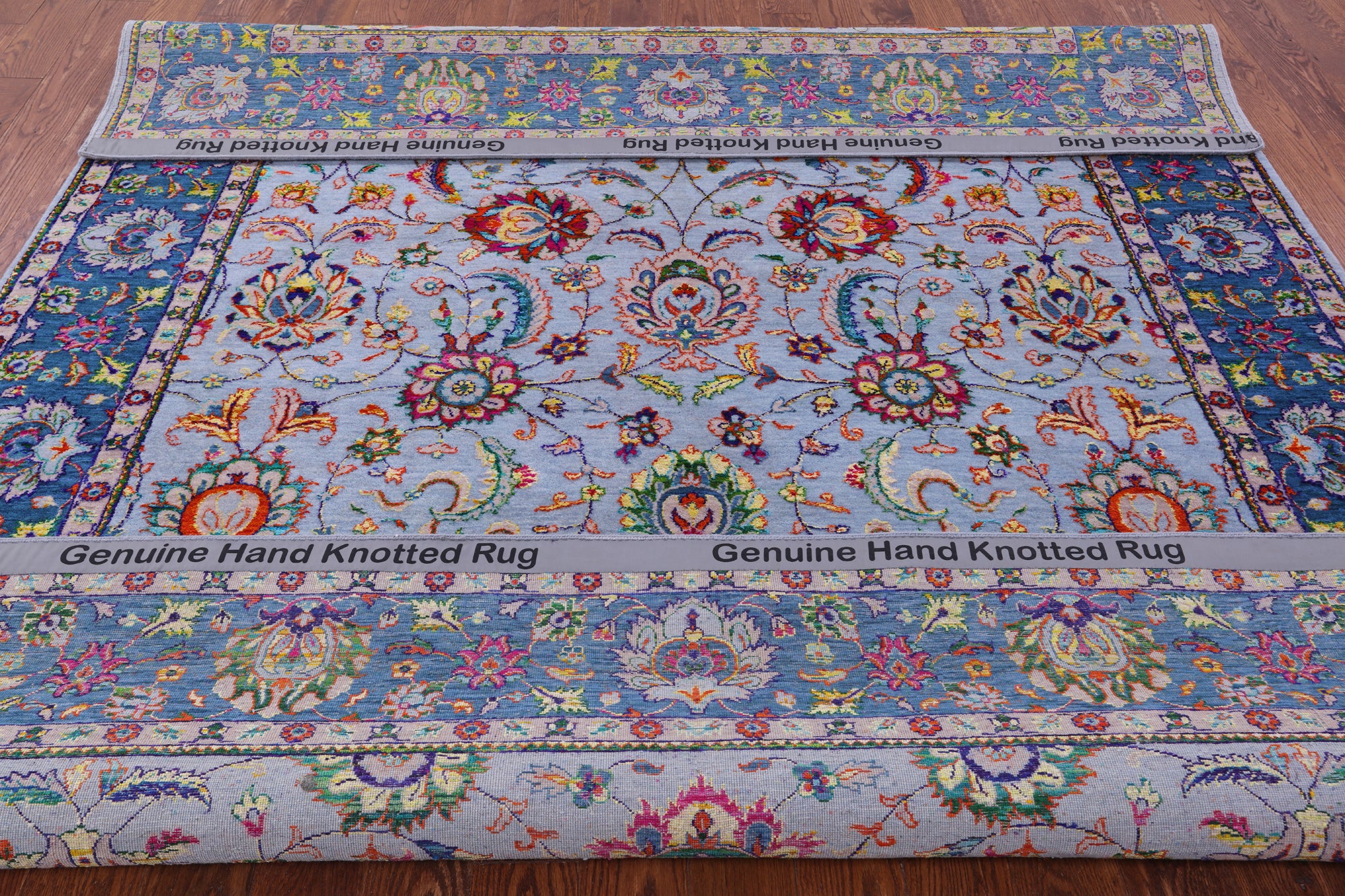 Grey Persian Hand Knotted Wool & Silk Rug - 8' 2" X 10' 2" - Golden Nile