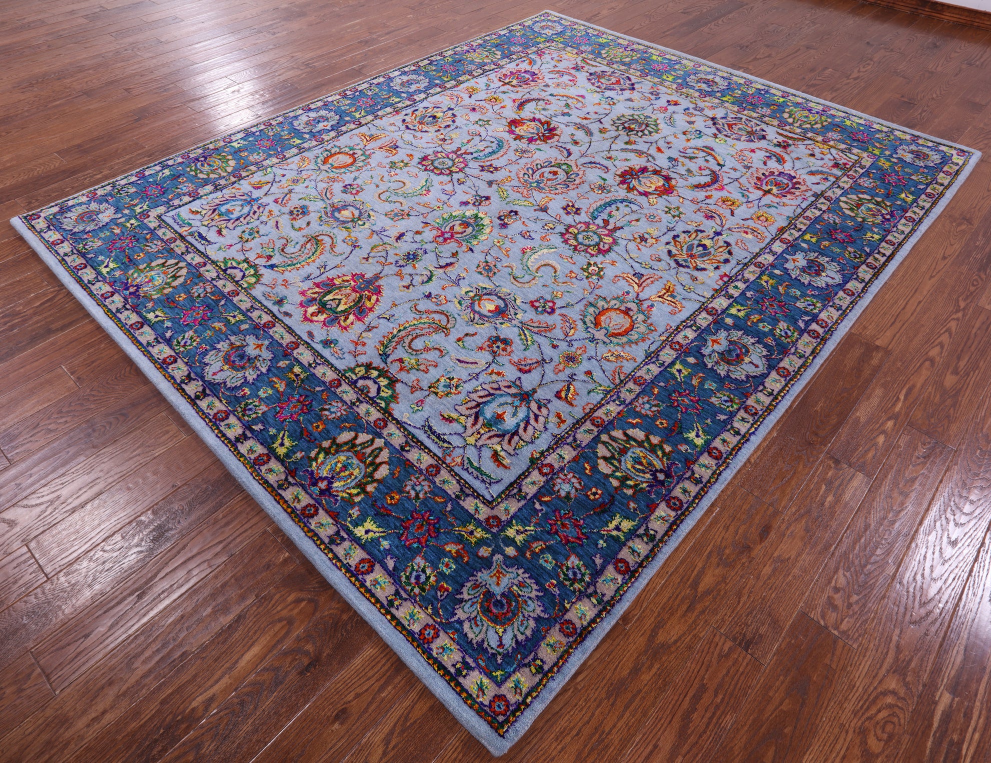 Grey Persian Hand Knotted Wool & Silk Rug - 8' 2" X 10' 2" - Golden Nile