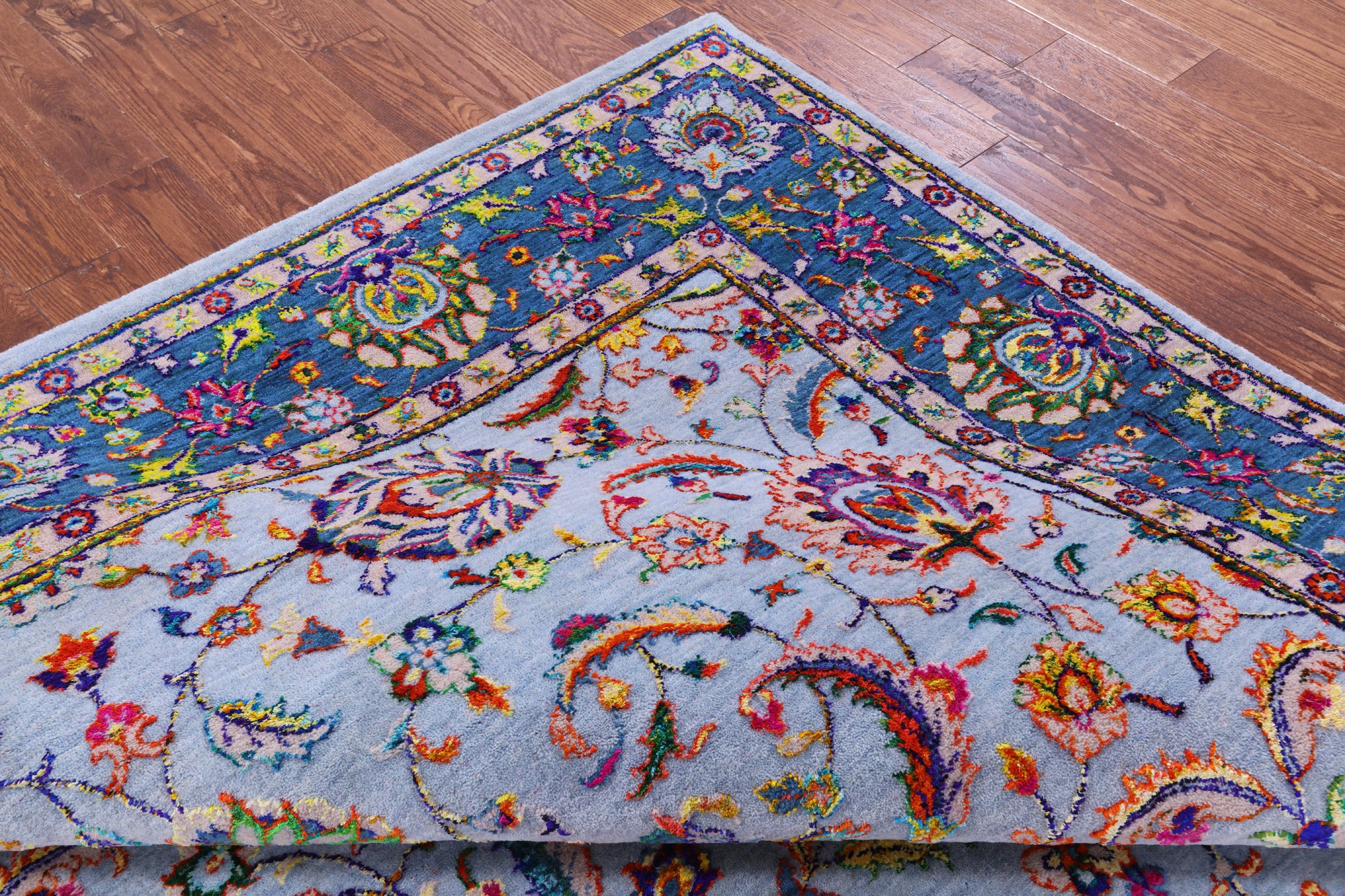 Grey Persian Hand Knotted Wool & Silk Rug - 8' 2" X 10' 2" - Golden Nile
