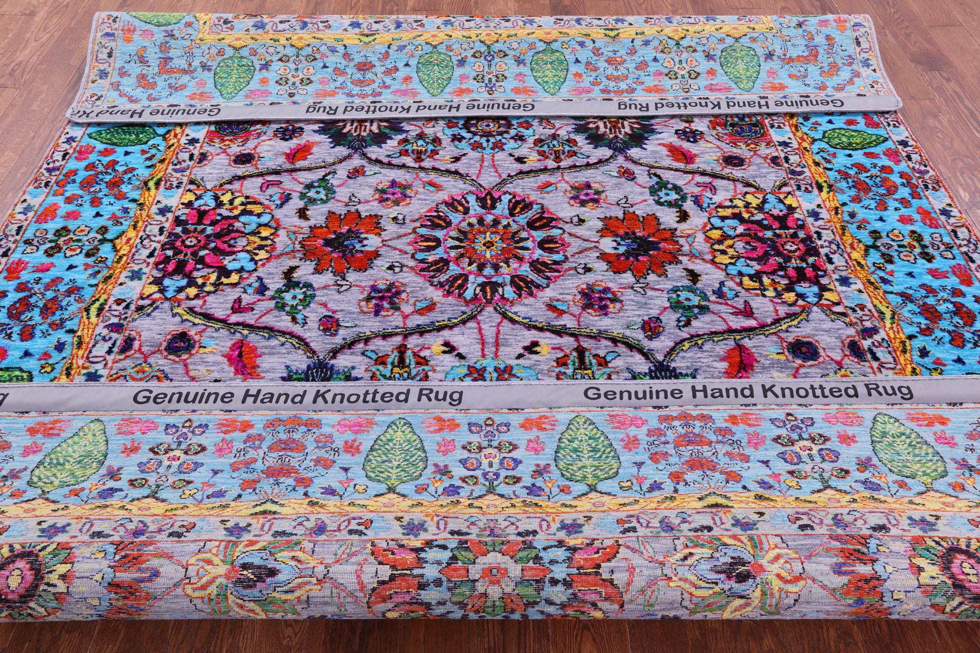 Grey Persian Tabriz Hand Knotted Wool & Silk Rug - 8' 1" X 10' 1" - Golden Nile