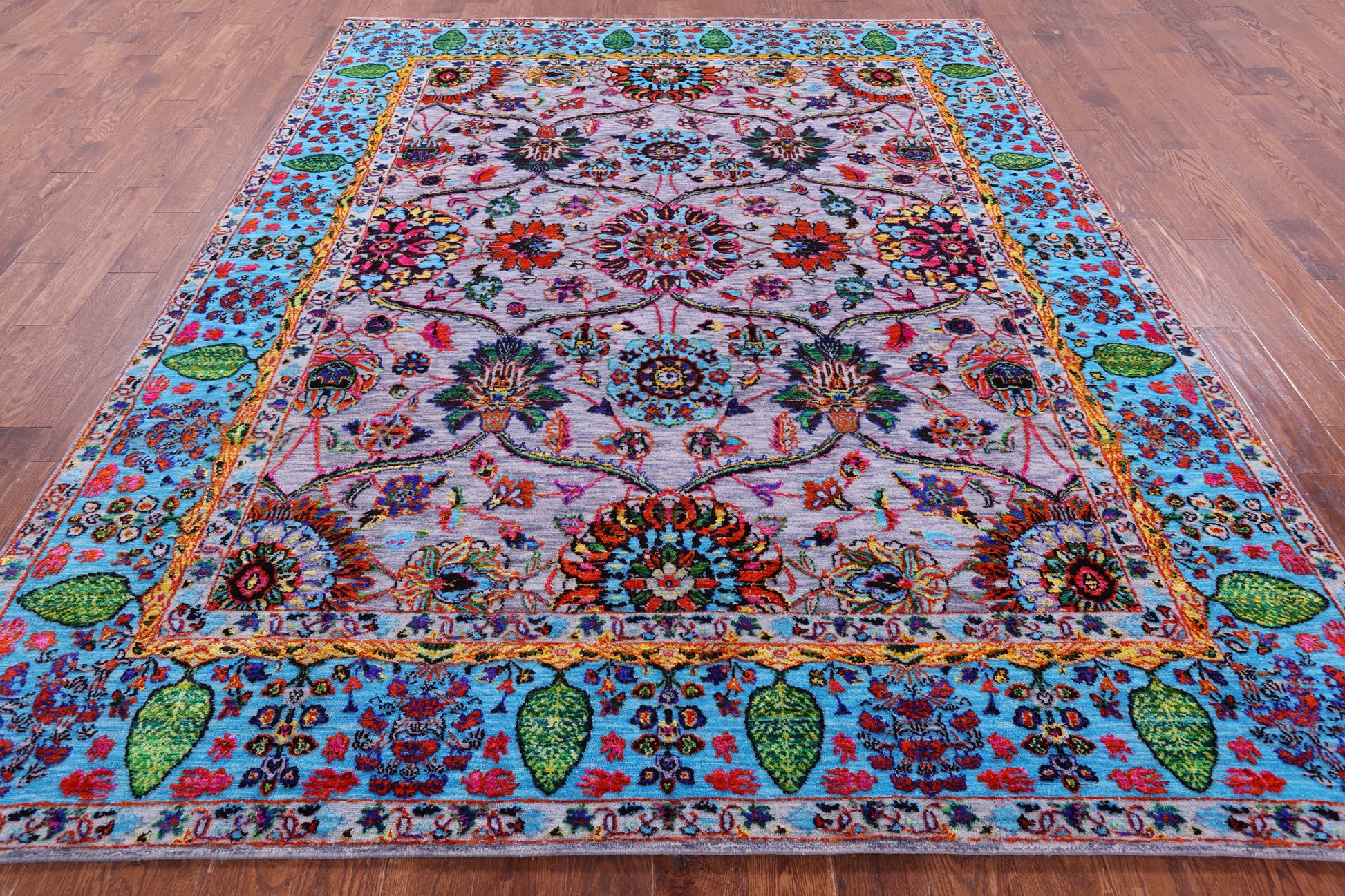 Grey Persian Tabriz Hand Knotted Wool & Silk Rug - 8' 1" X 10' 1" - Golden Nile