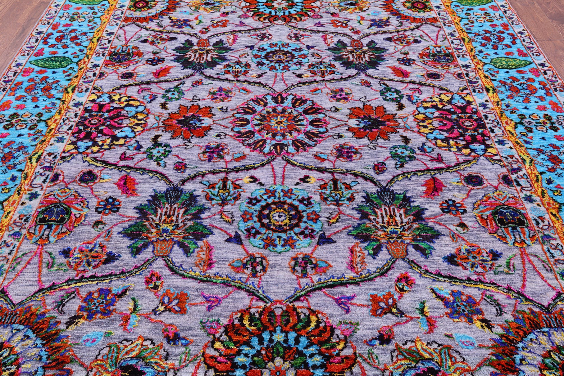 Grey Persian Tabriz Hand Knotted Wool & Silk Rug - 8' 1" X 10' 1" - Golden Nile