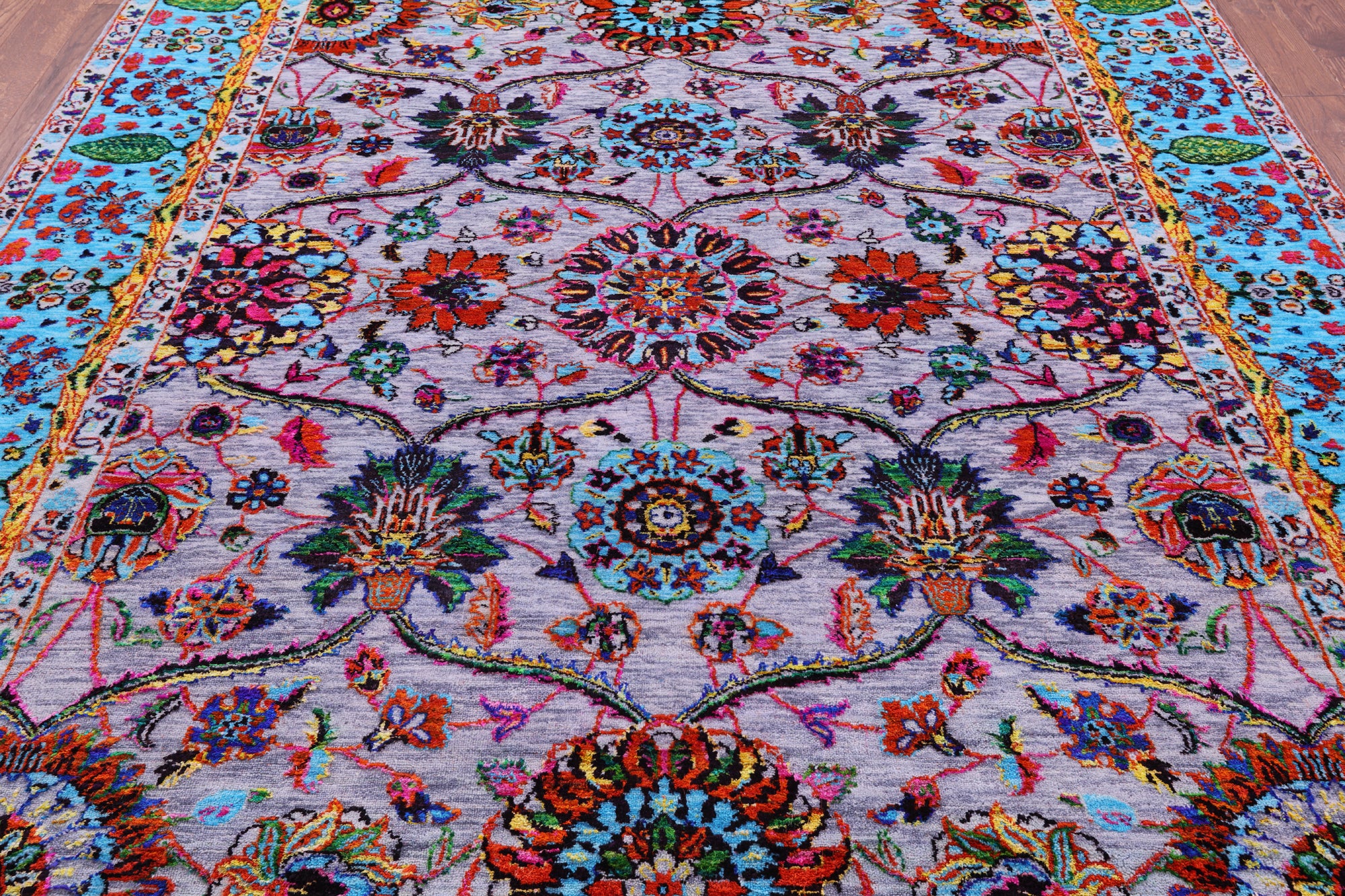 Grey Persian Tabriz Hand Knotted Wool & Silk Rug - 8' 1" X 10' 1" - Golden Nile